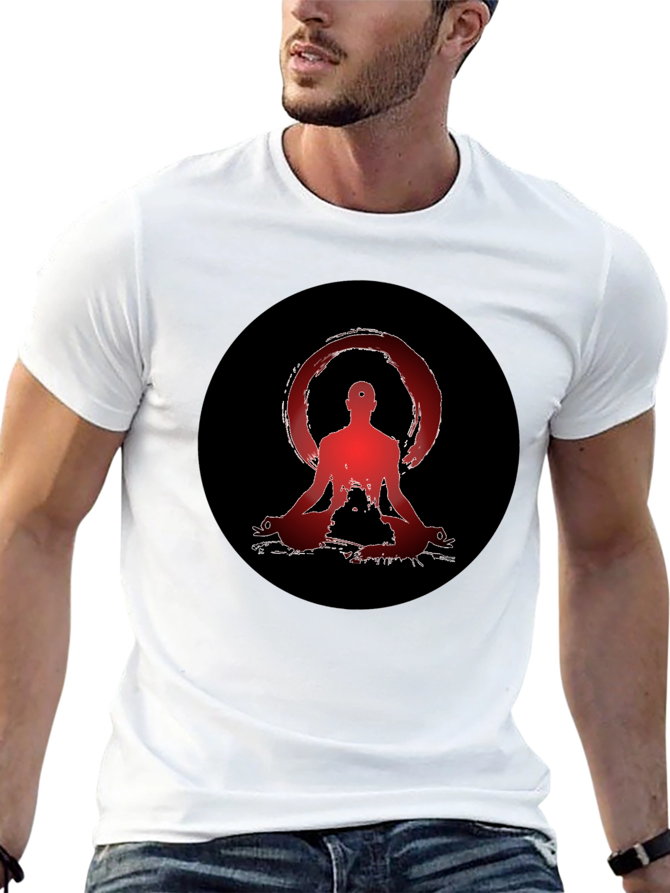 Black Zen Meditation Graphic Tee - Unisex Black T-Shirt view 13