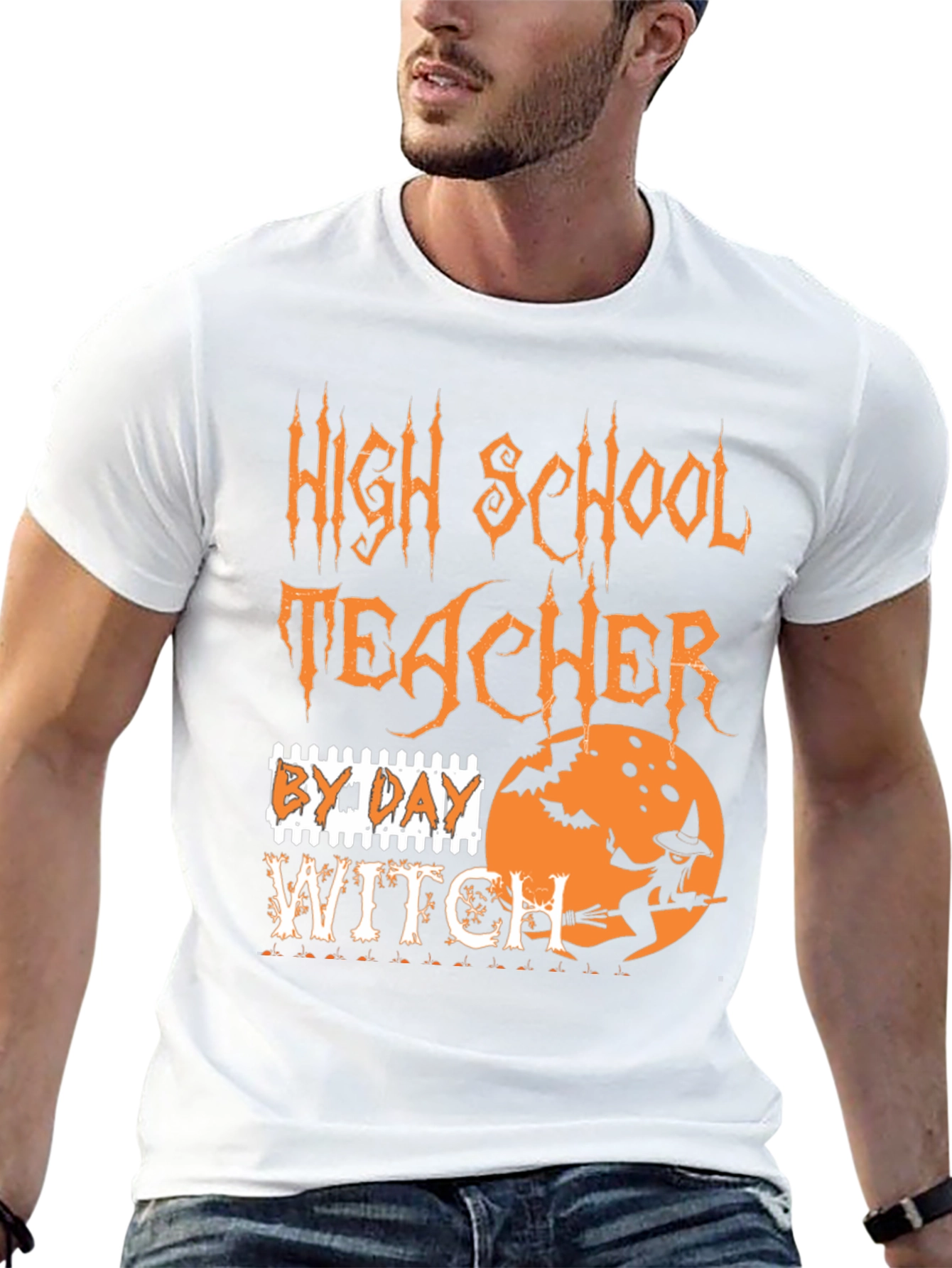 Black High School Teacher By Day Witch T-Shirt Halloween view 13
