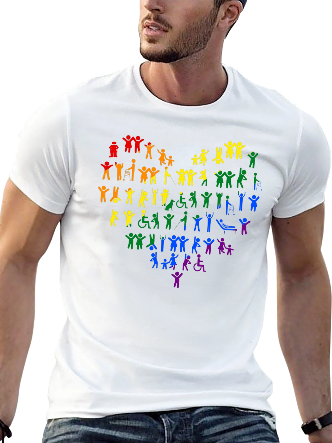 Black Inclusive Rainbow Heart Graphic Tee view 13