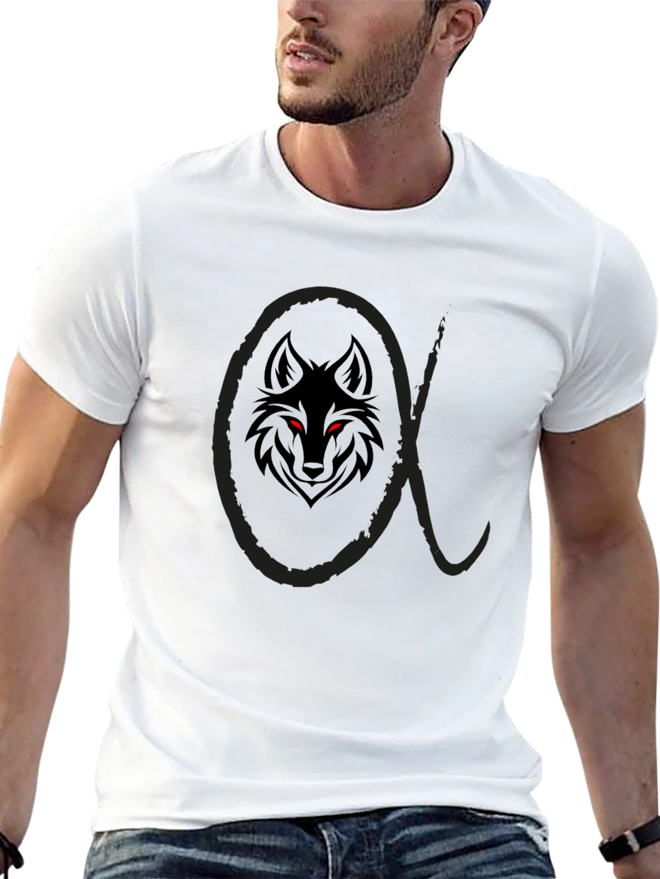 Black Alpha Wolf Graphic Tee - Premium Black T-Shirt view 13