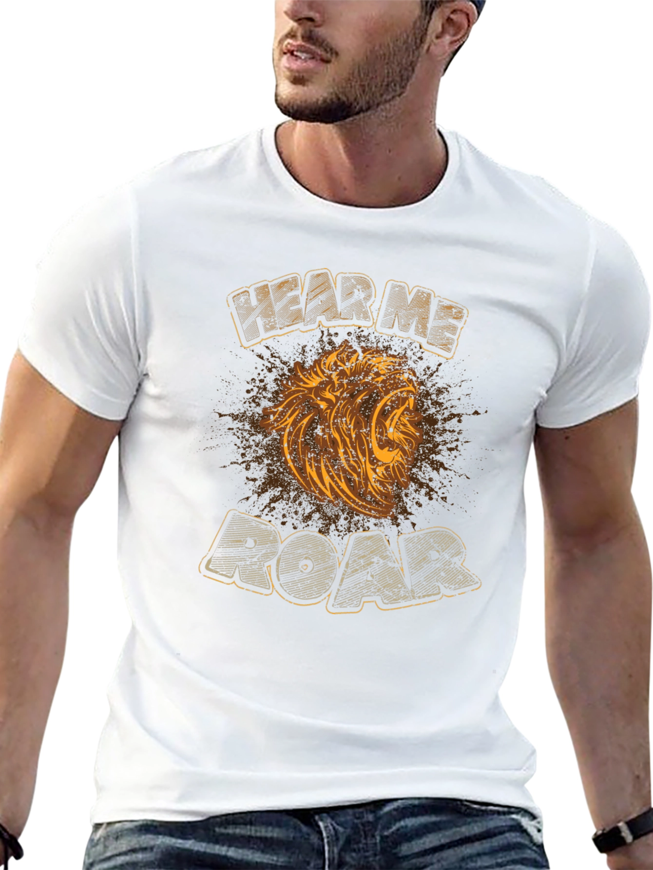 Black Hear Me Roar T-Shirt - Lion Graphic Tee view 13