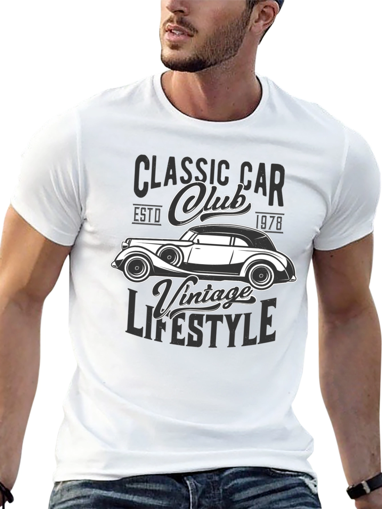 Black Classic Car Club Vintage Lifestyle Graphic T-Shirt view 13