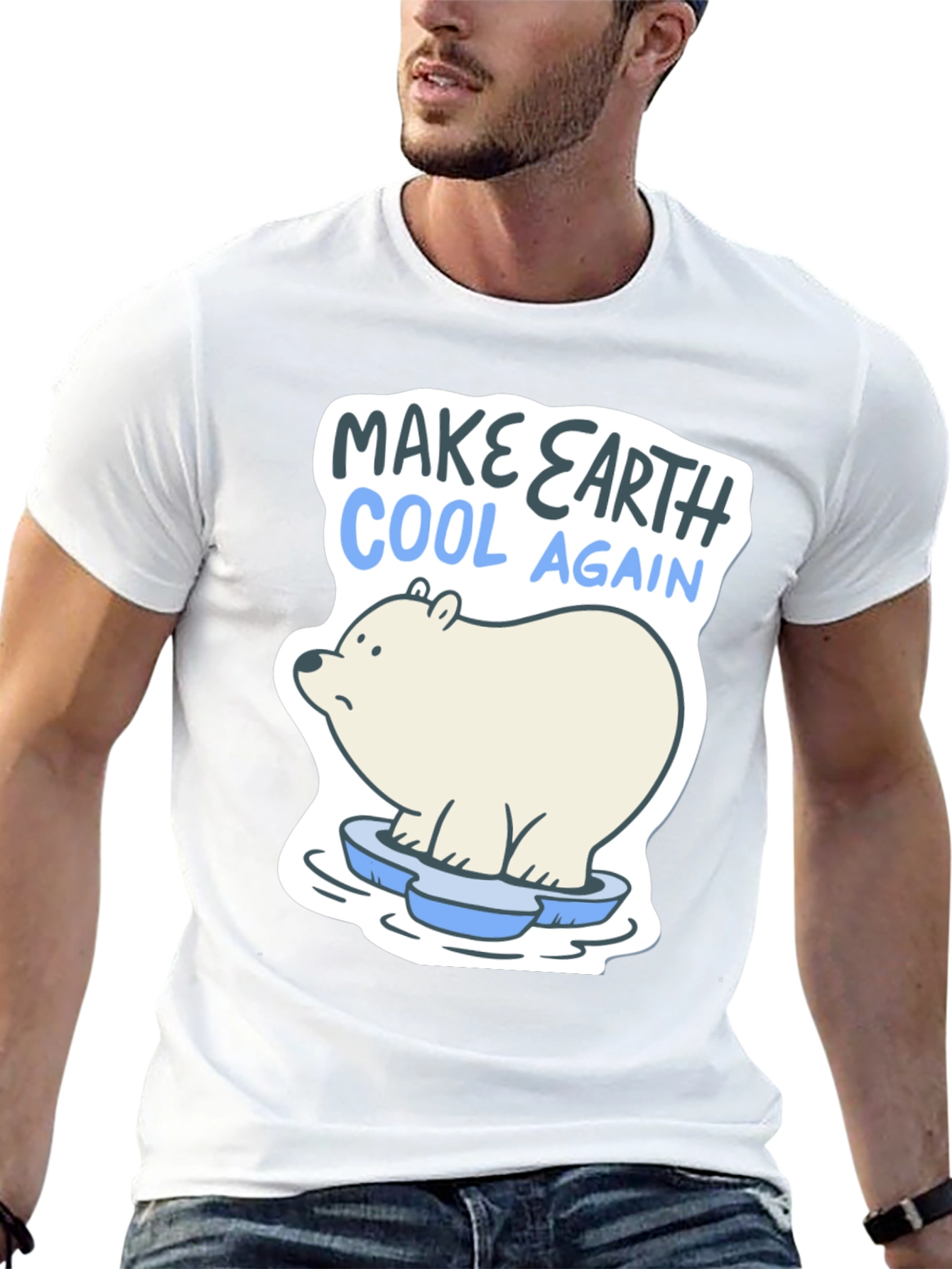 Black Make Earth Cool Again Polar Bear T-Shirt view 13