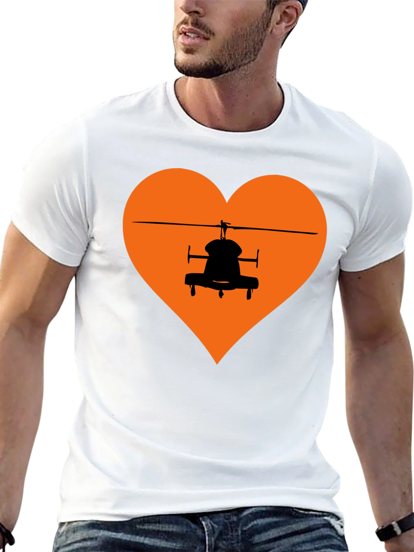 Black Helicopter Heart Graphic Tee - Black T-Shirt view 13