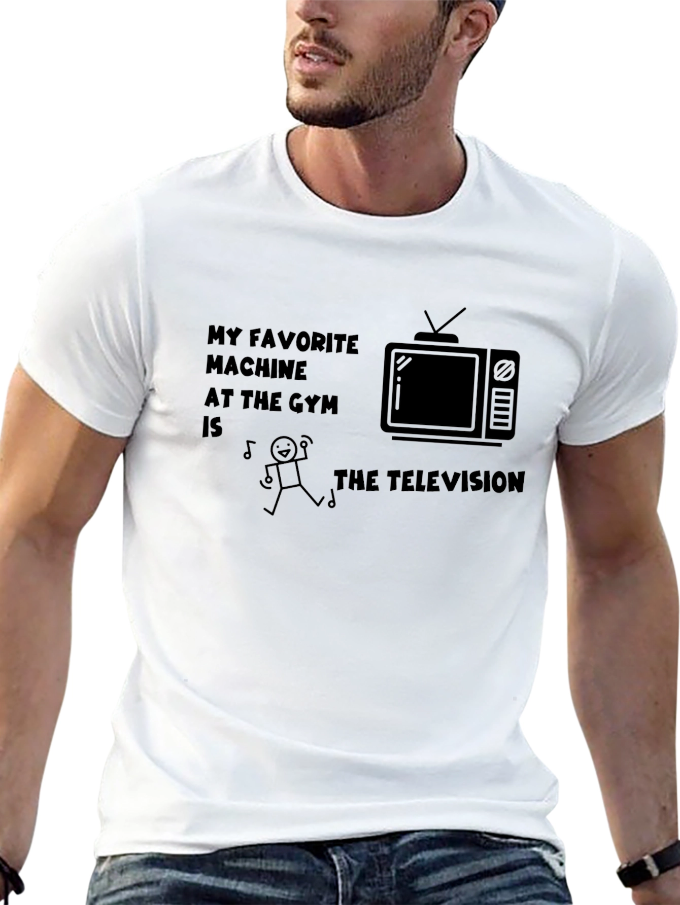 Black Funny Gym Television T-Shirt view 13