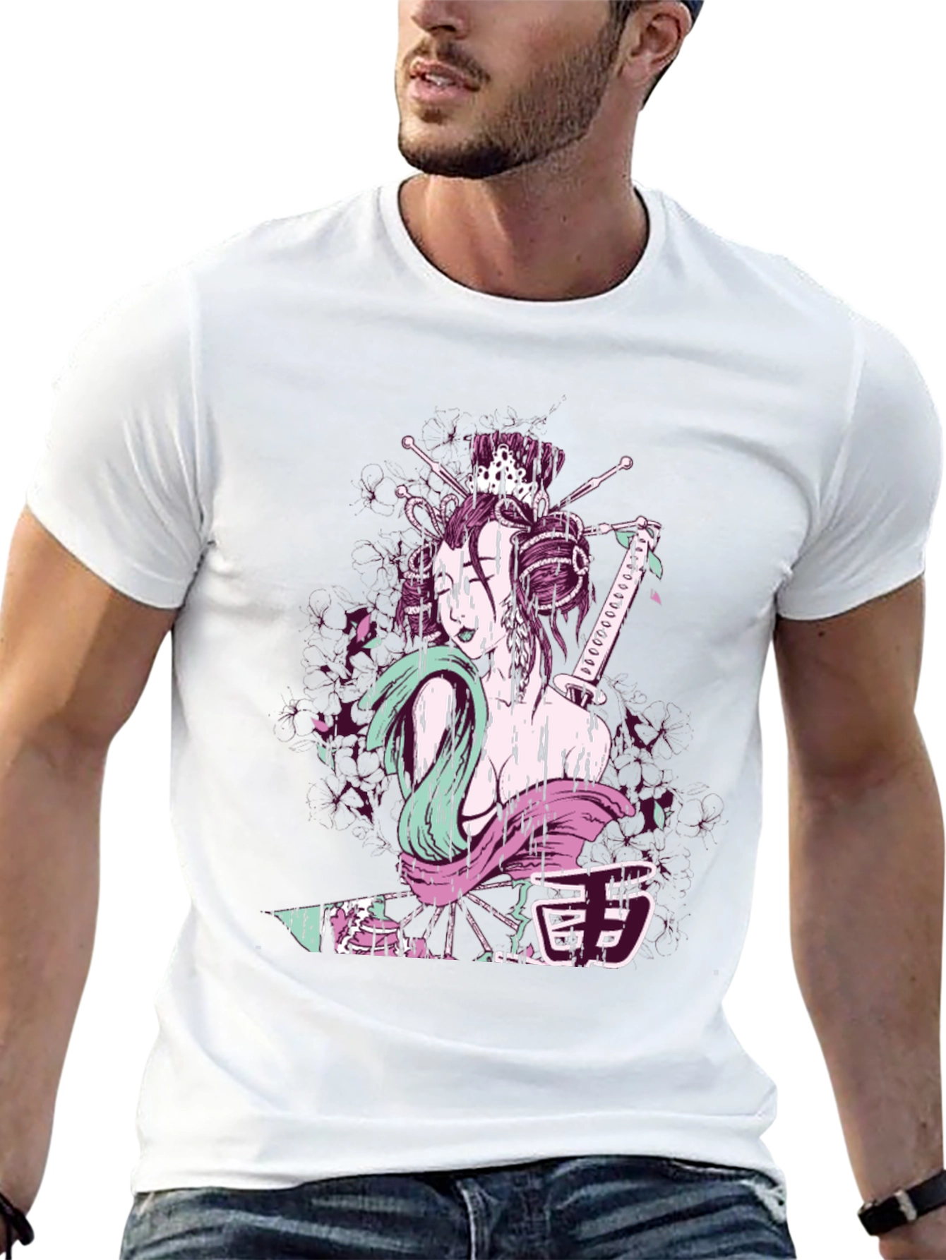 Black Geisha Graphic Tee - Samurai Style view 13