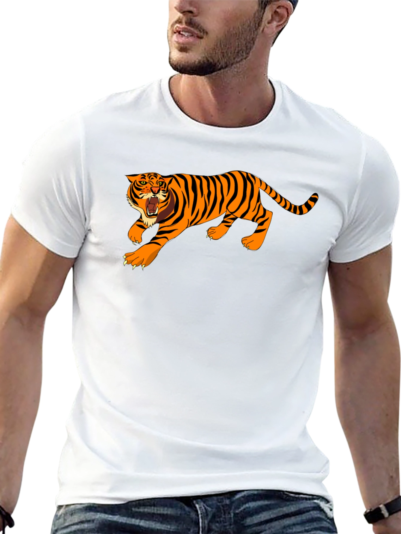 Black Roaring Tiger Graphic T-Shirt view 13