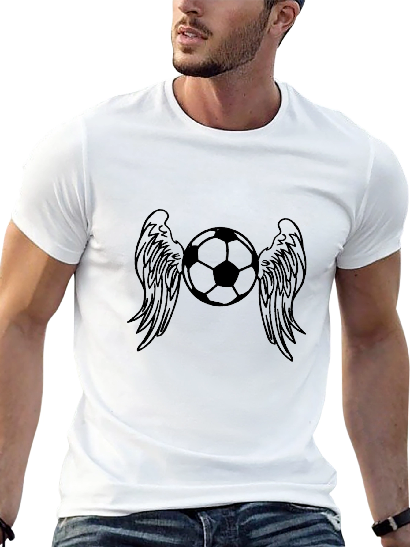 Black Soccer Ball Wings Graphic Tee - Black view 13