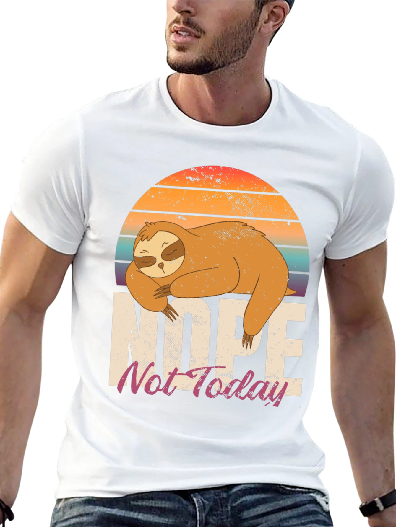 Black Nope Not Today Sloth Graphic Tee view 13