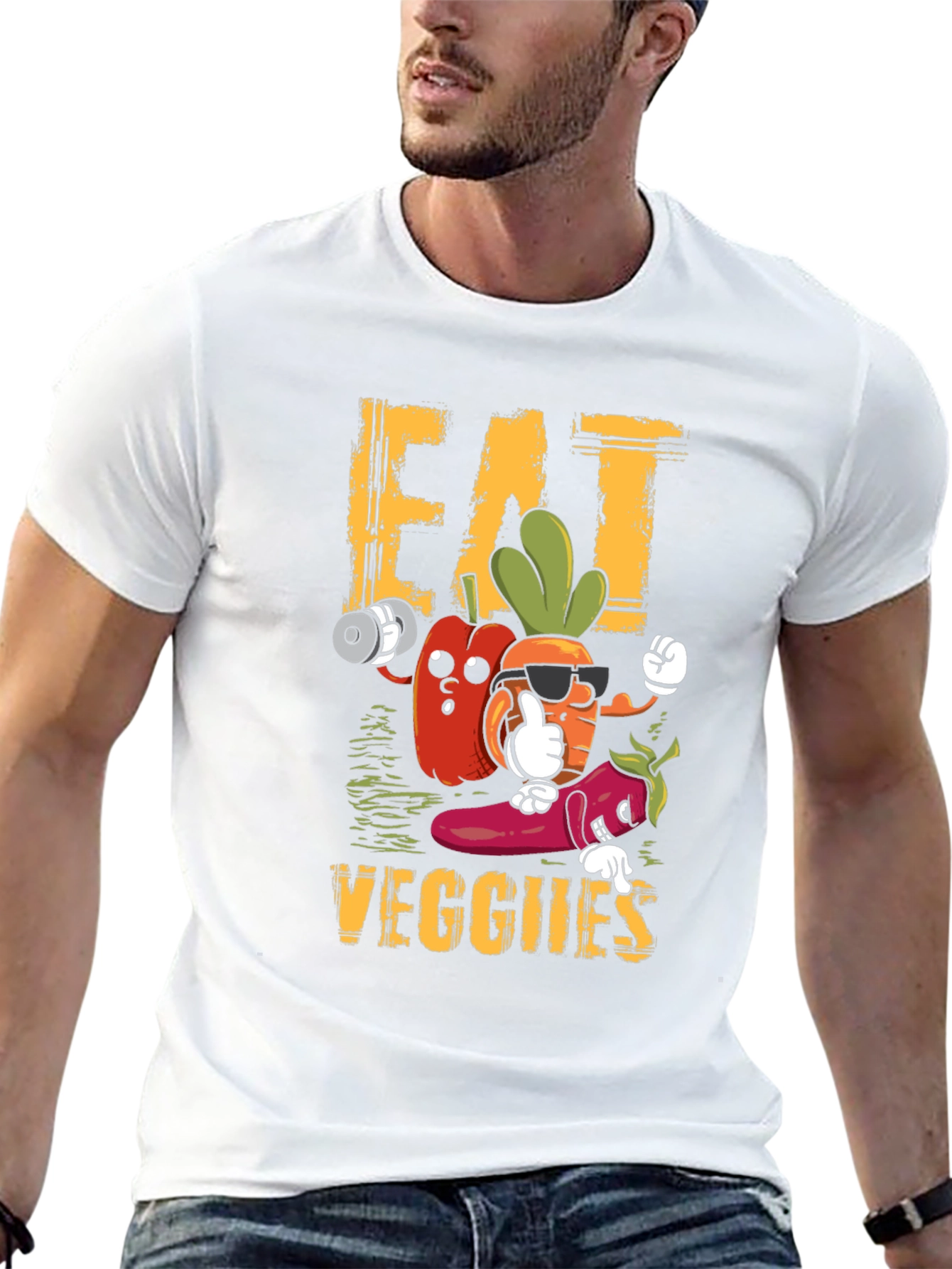 Eat Veggies T-Shirt - Cartoon Veggie Characters - 13
