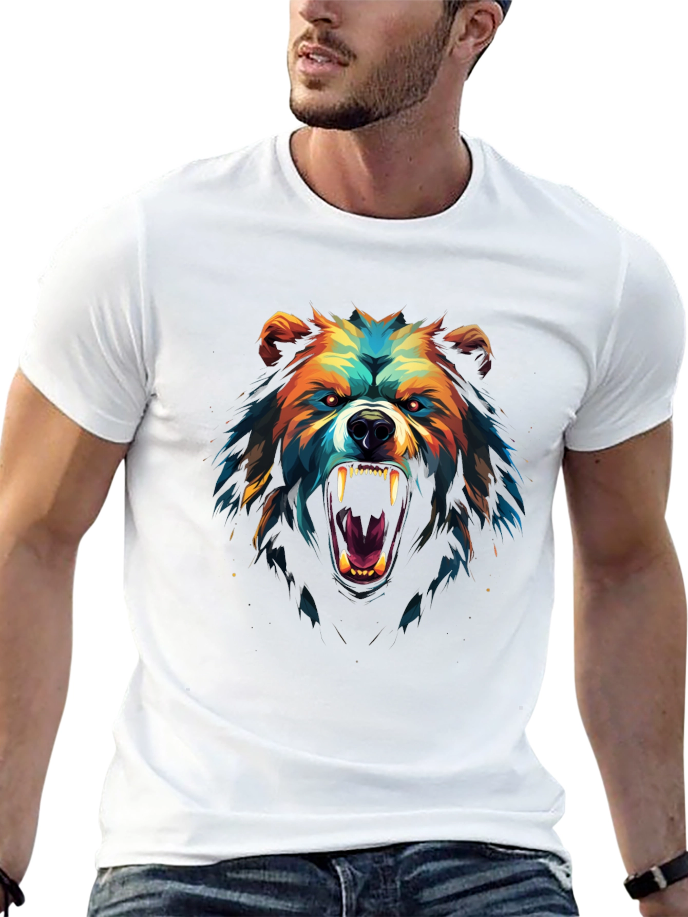 Black Fierce Bear Graphic Black T-Shirt view 13