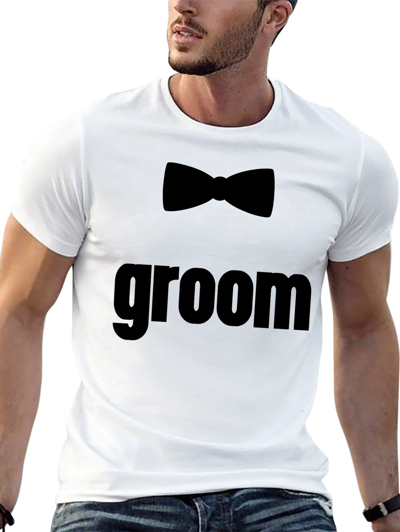 Black Groom Bow Tie T-Shirt - Wedding Party Tee view 13