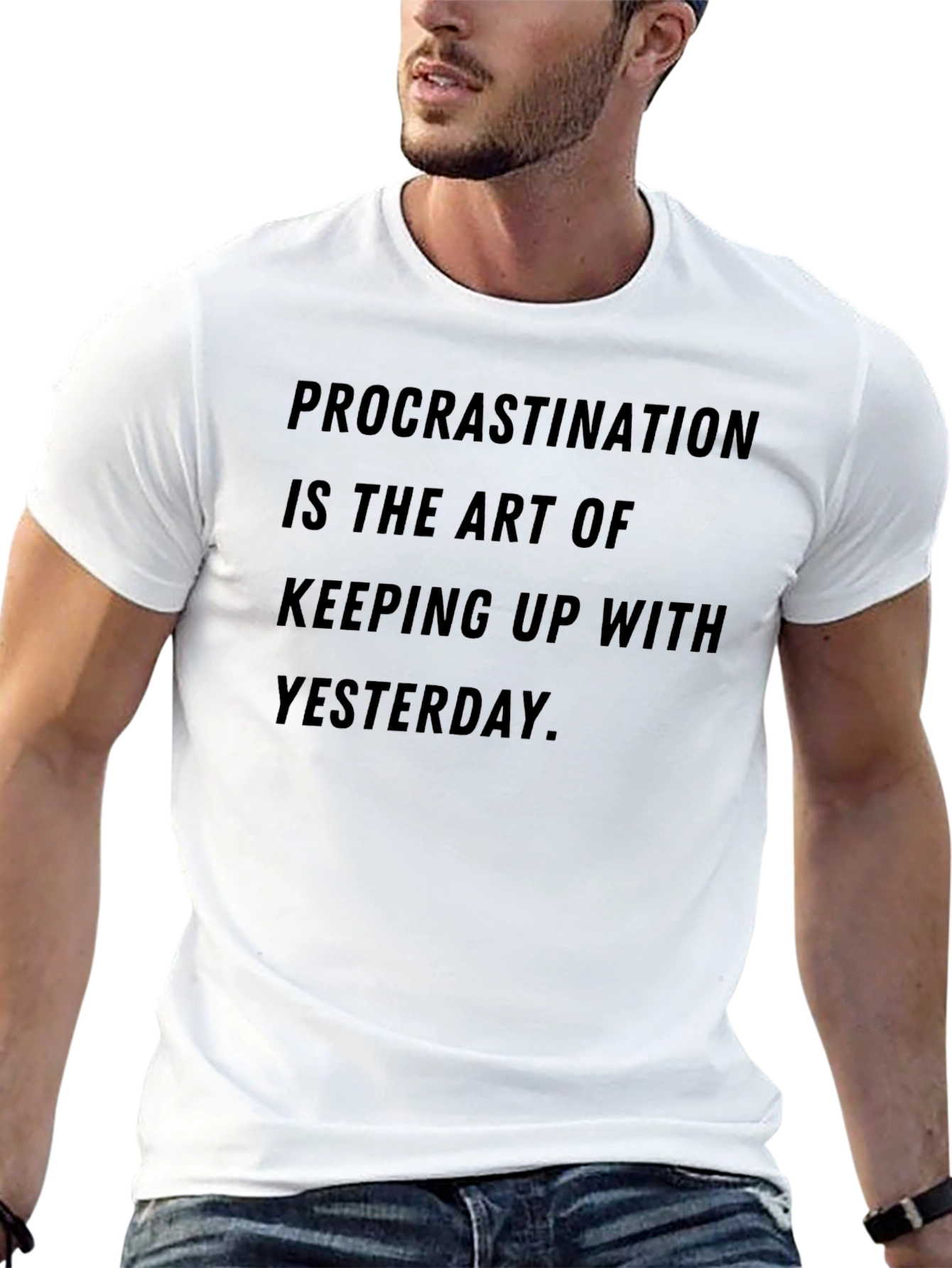 Black Procrastination Art T-Shirt - Humorous Graphic Tee view 13