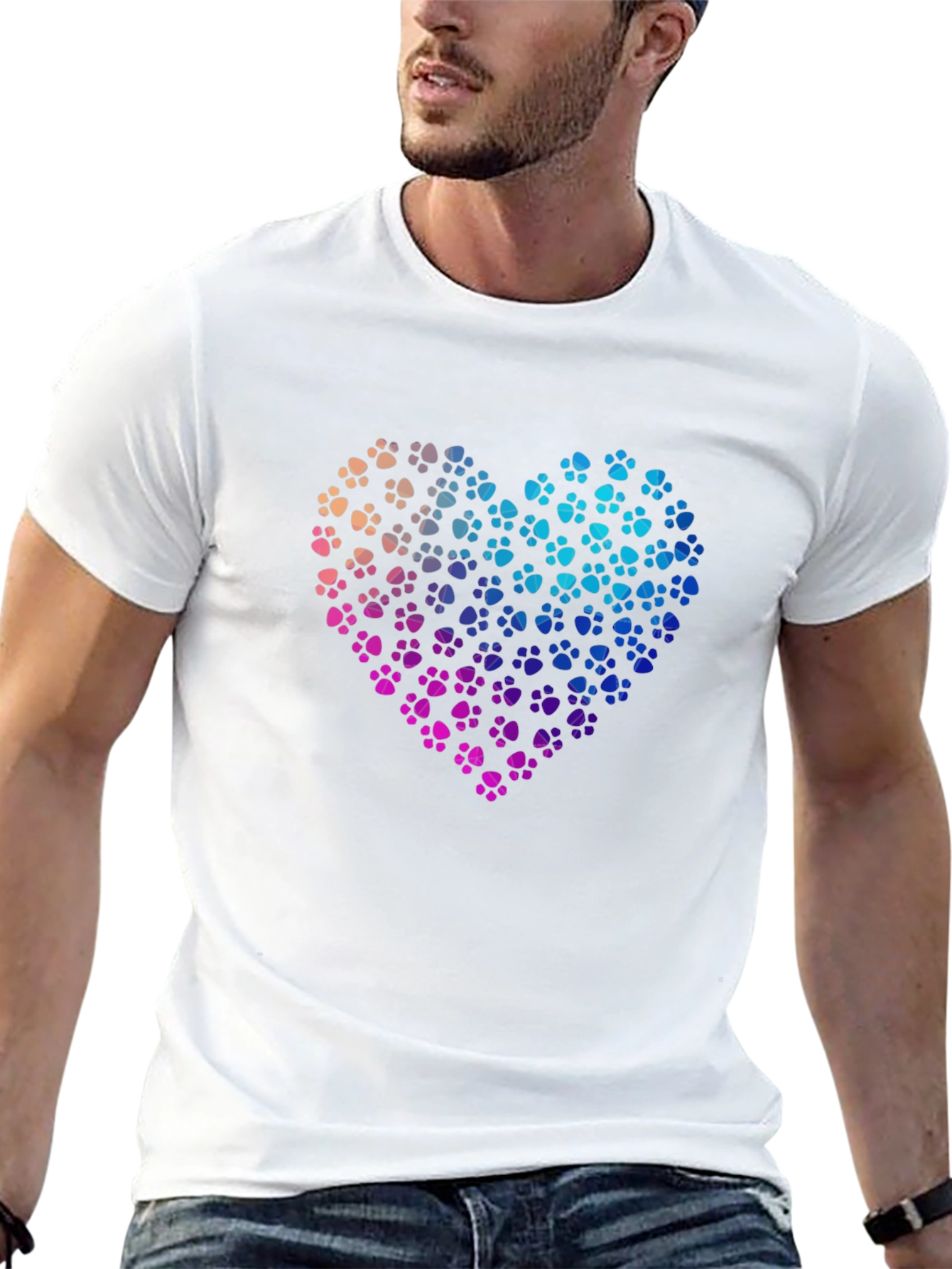 Black Paw Print Heart Graphic T-Shirt - Black view 13