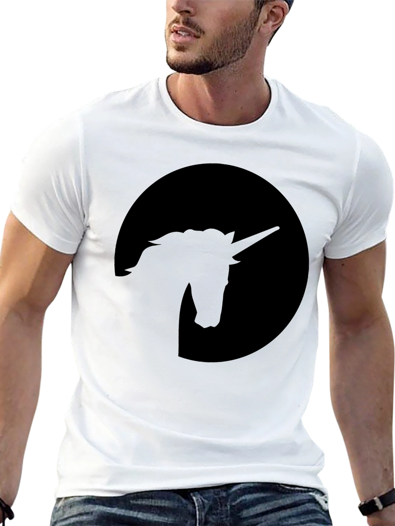 Black Unicorn Silhouette Black T-Shirt view 13