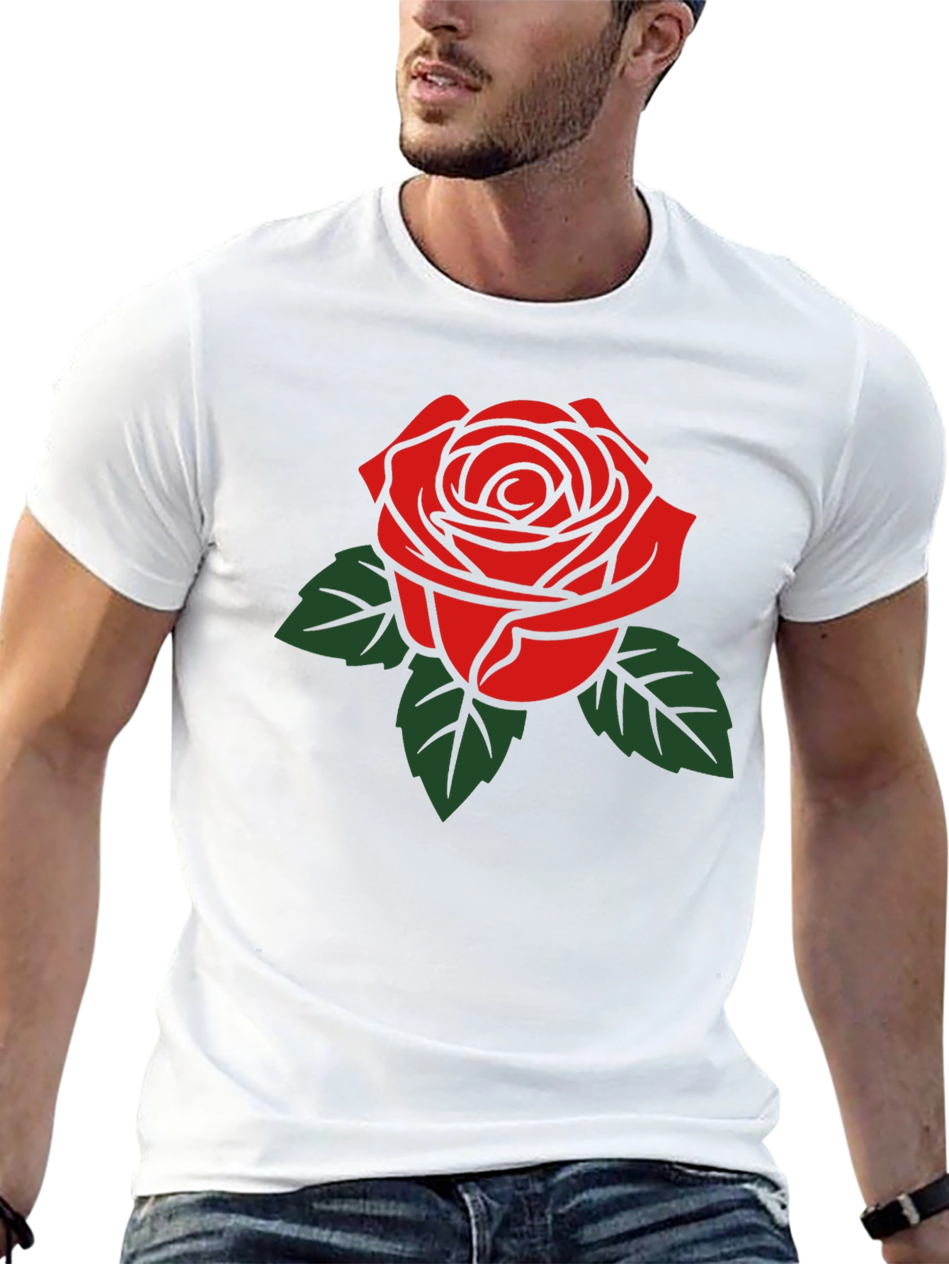 Black Bold Rose Graphic Tee - Classic Black T-Shirt view 13