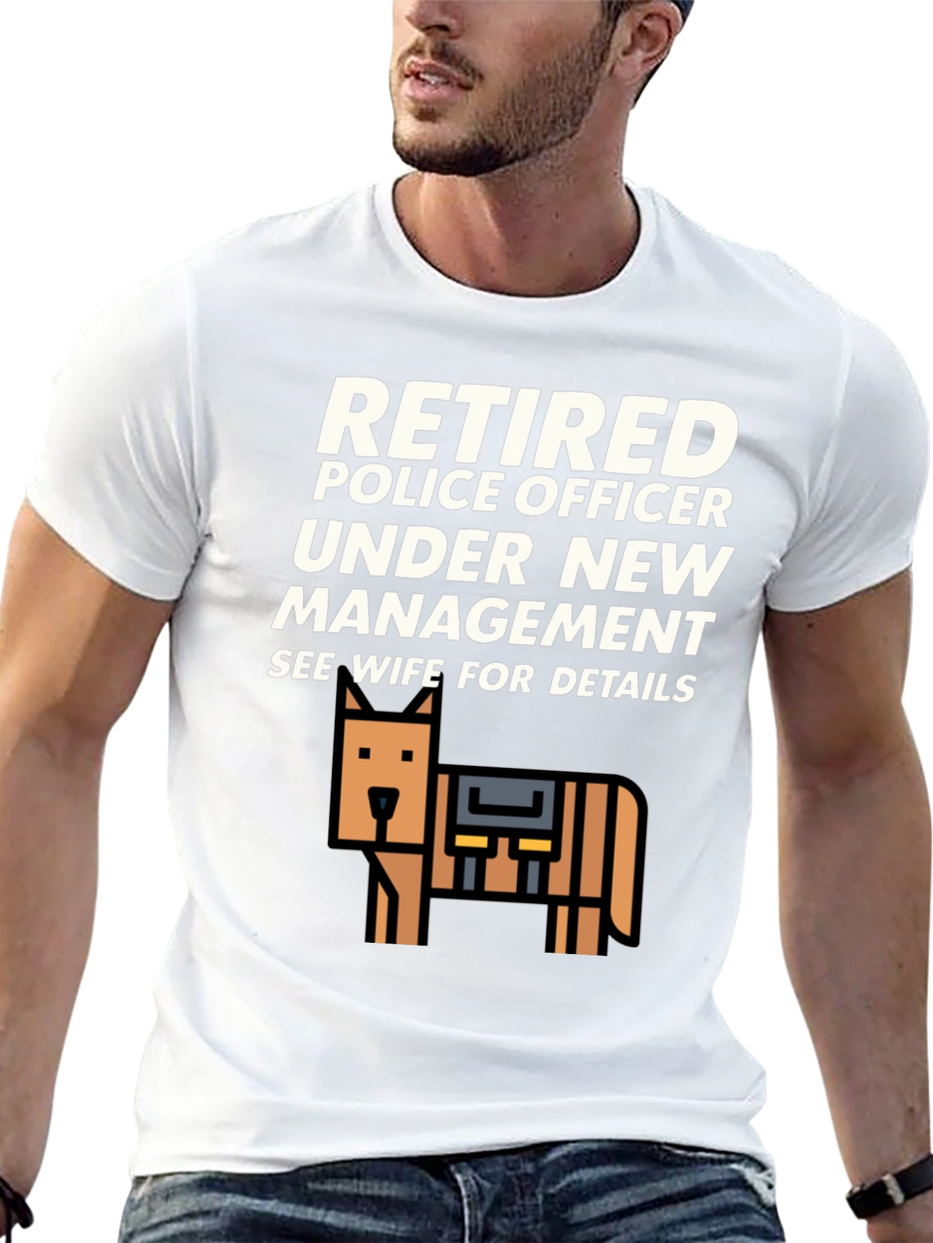 Black Retired Police Officer T-Shirt - See Wife For Details view 13