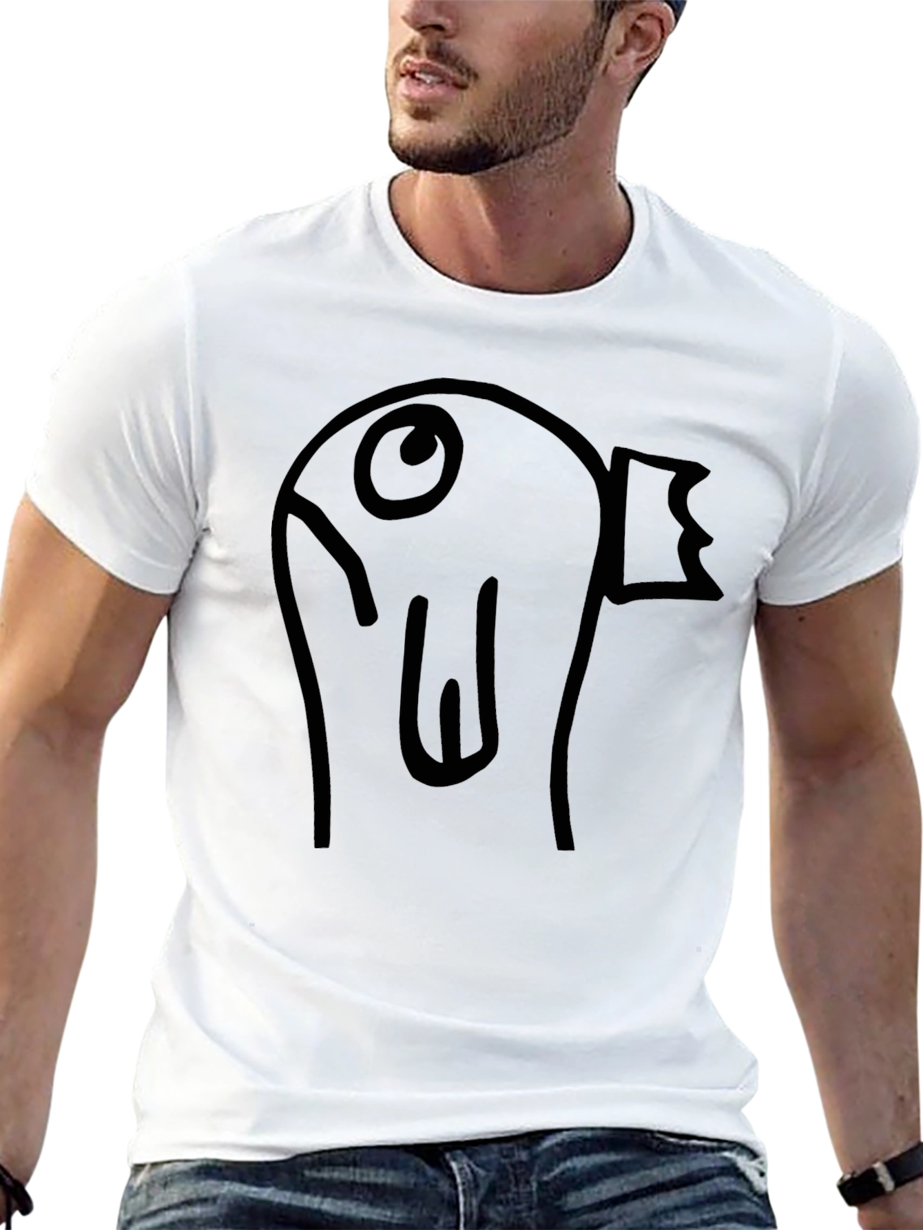 Black Men's Black T-Shirt with Funny Duck Graphic view 13