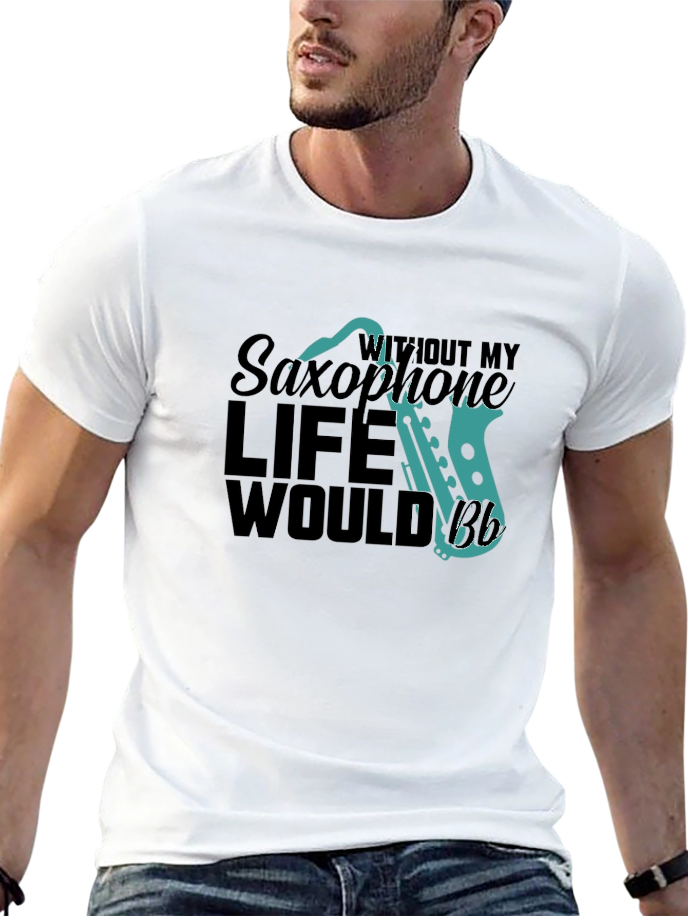 Black Saxophone Lover's T-Shirt - Musical Life Apparel view 13