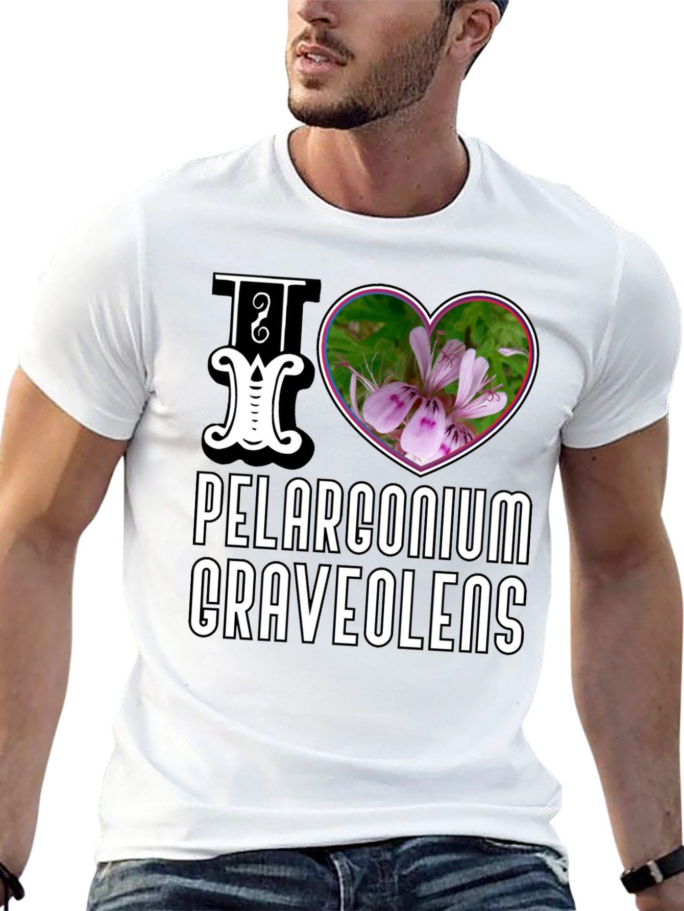 Black I Love Pelargonium Graveolens T-Shirt view 13