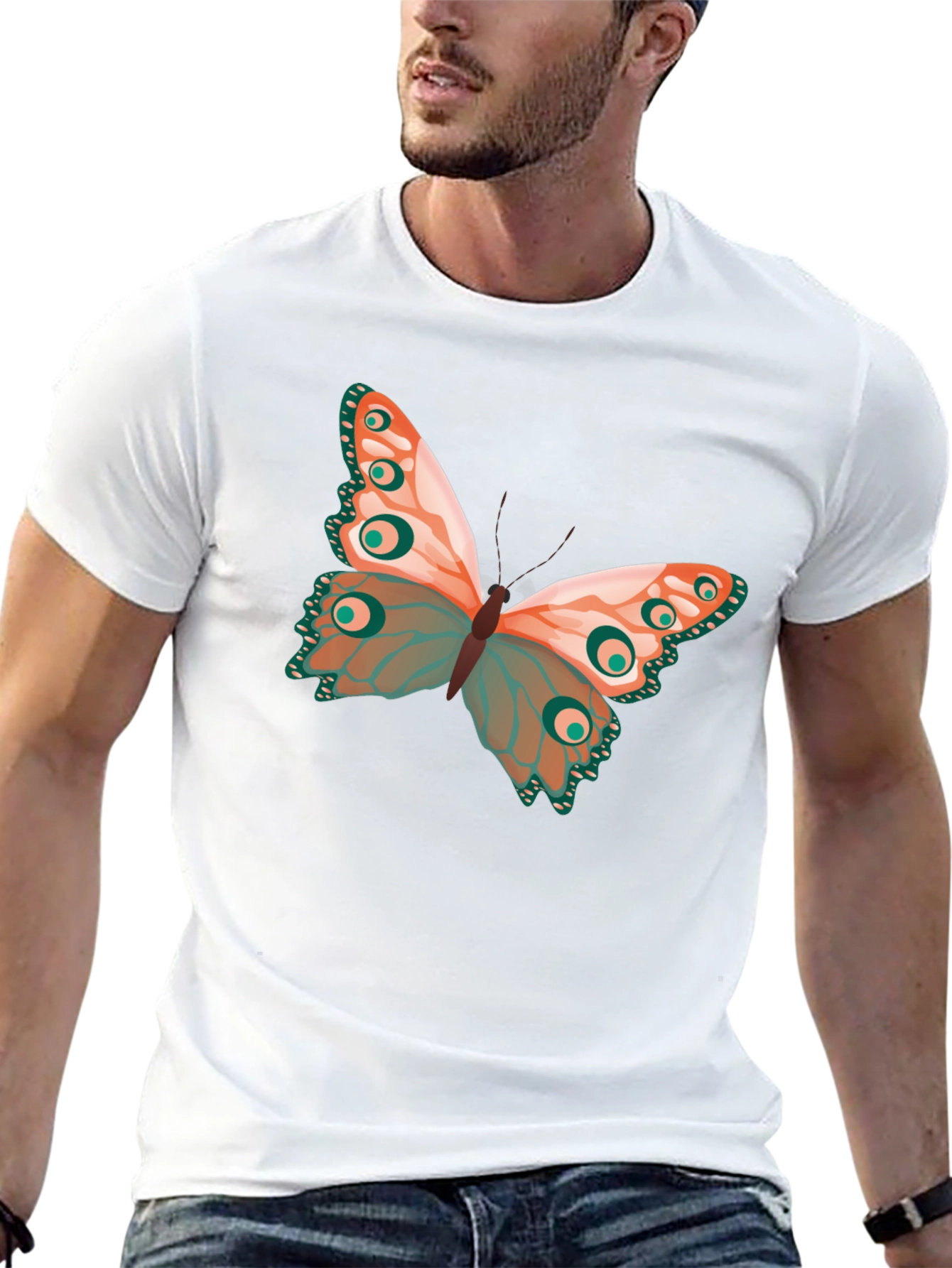 Black Butterfly Graphic Print Crew Neck T-Shirt view 13