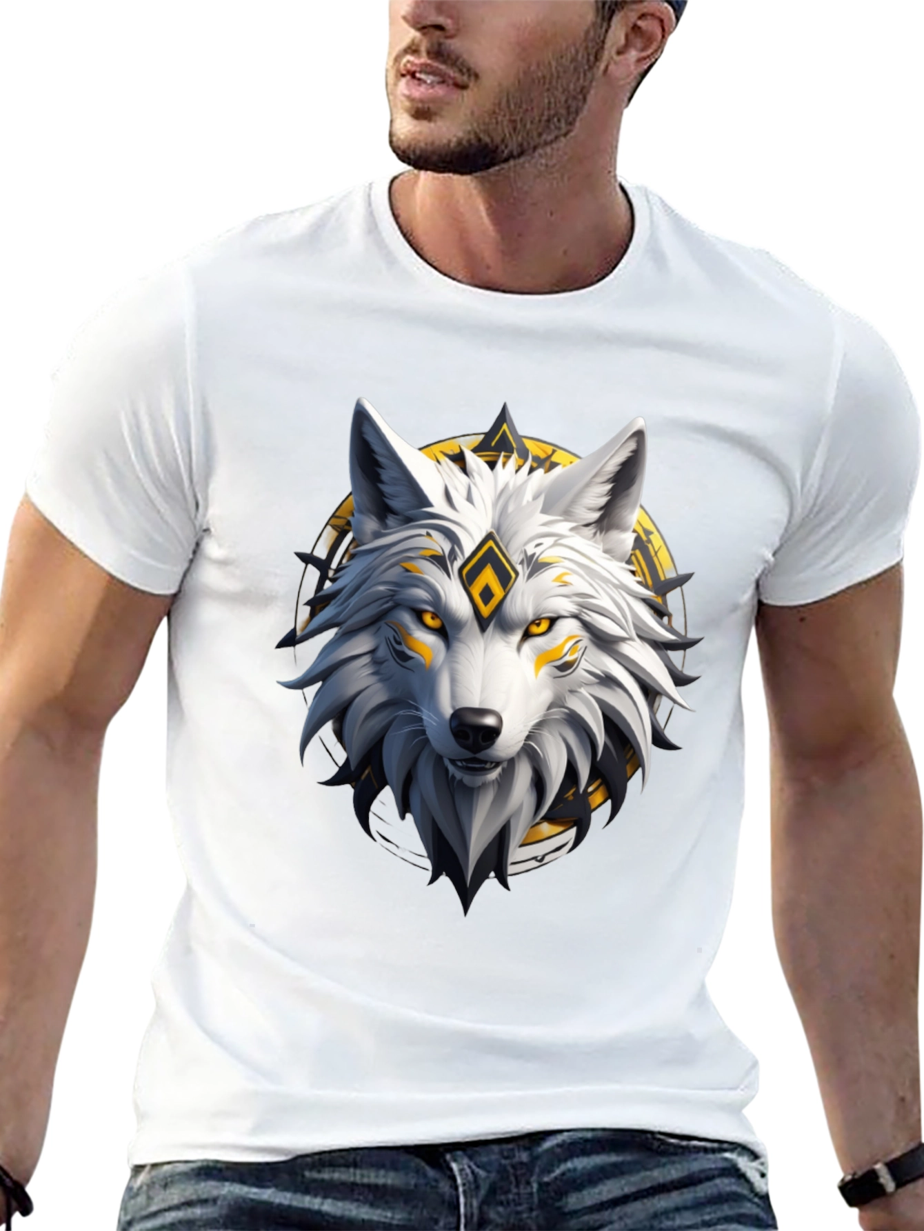 Black Wolf Graphic Print Crew Neck T-Shirt view 13