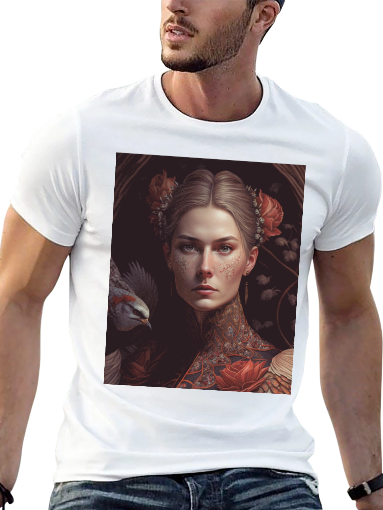 Black Floral Renaissance T-Shirt view 13