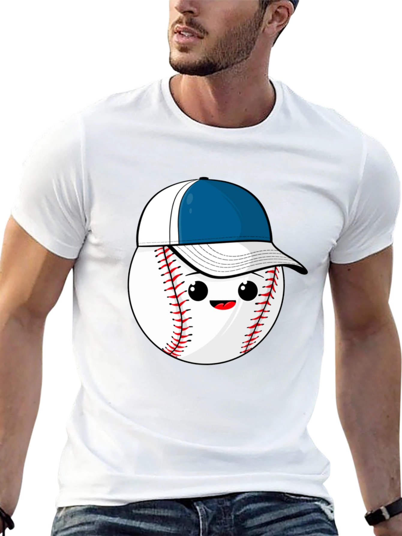 Black Baseball with Hat Graphic Tee view 13