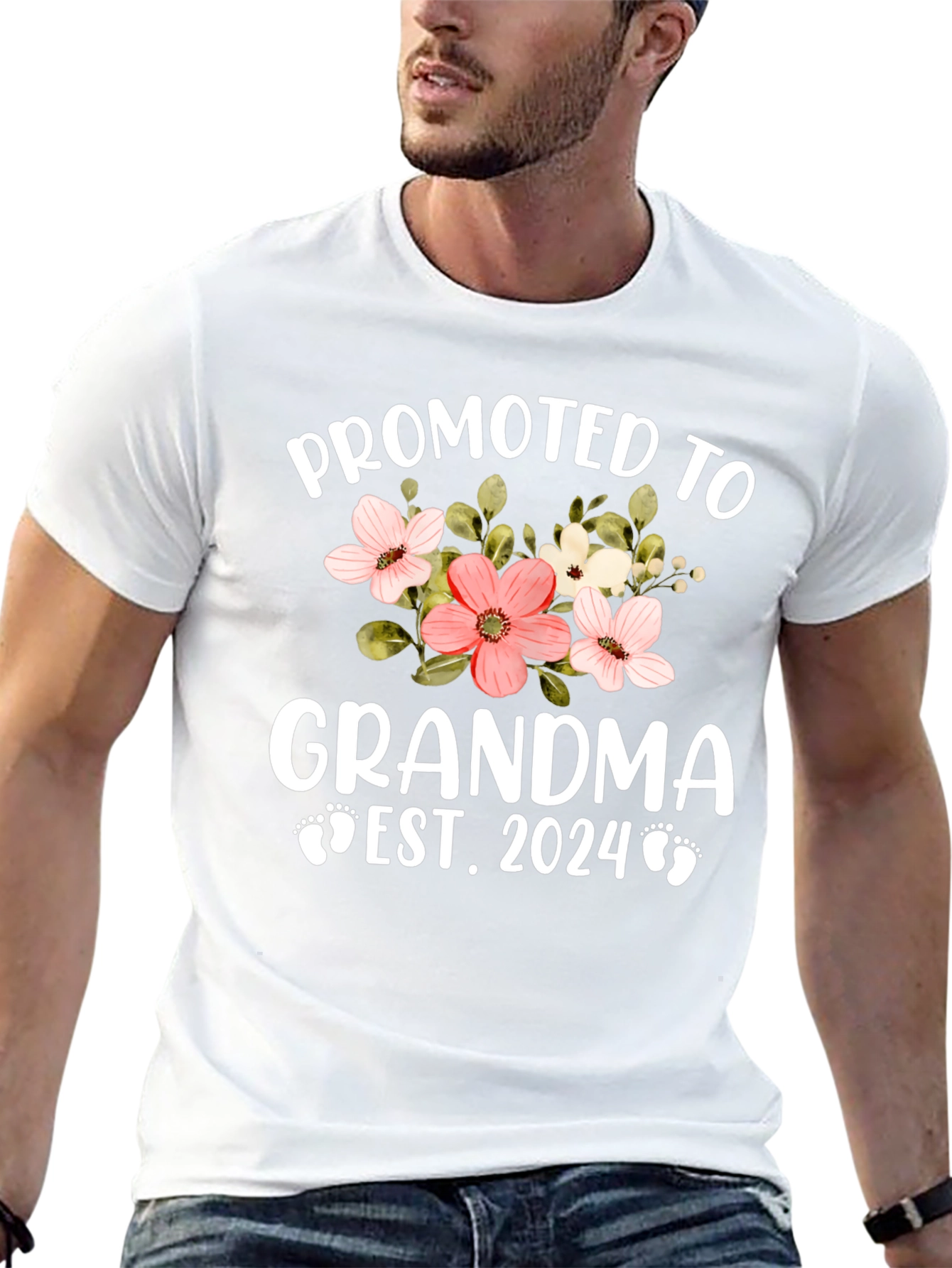 Black Promoted to Grandma 2024 Floral T-Shirt view 13