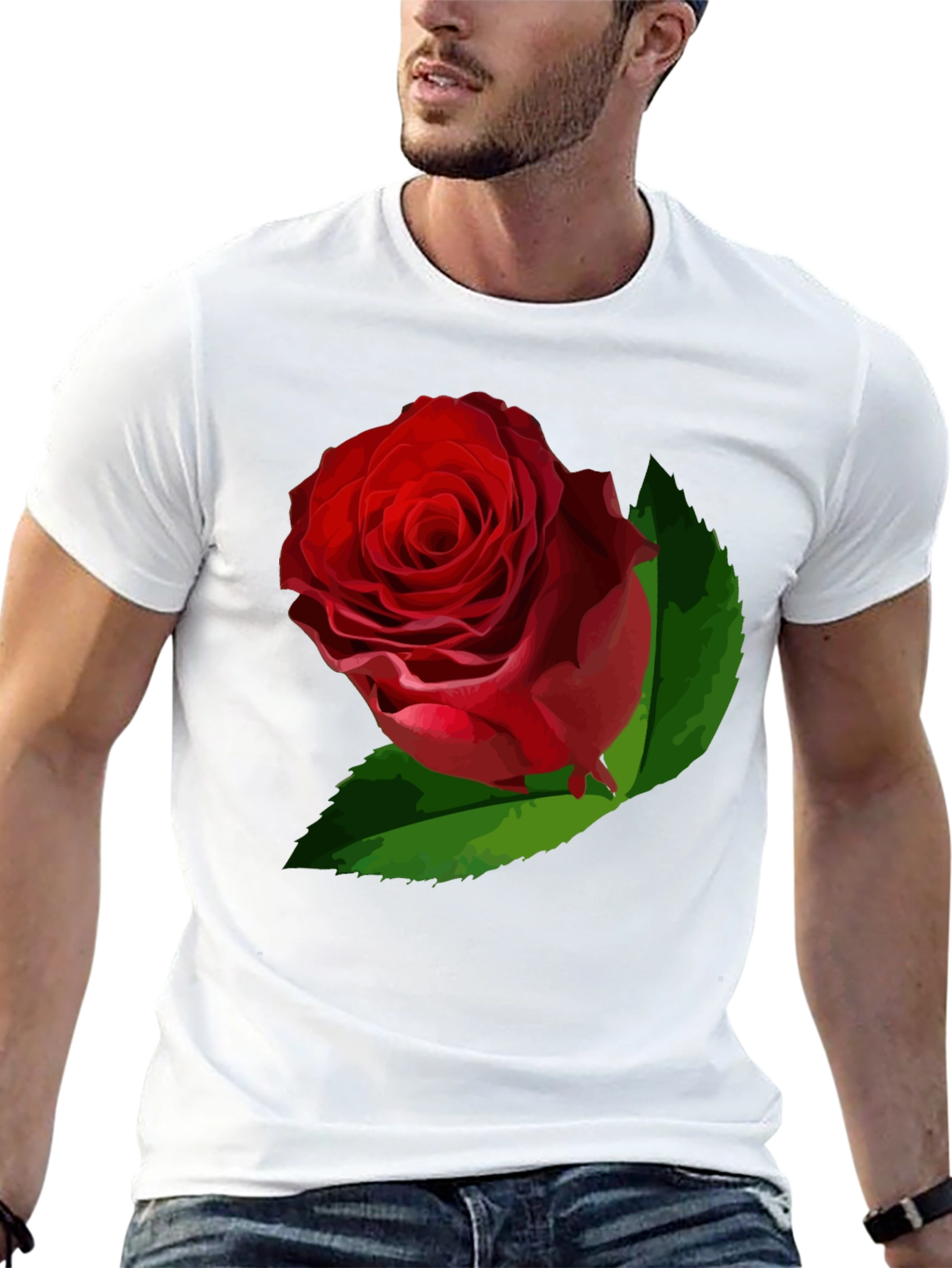 Black Bold Rose Graphic Tee - Black Cotton Casual Shirt view 13