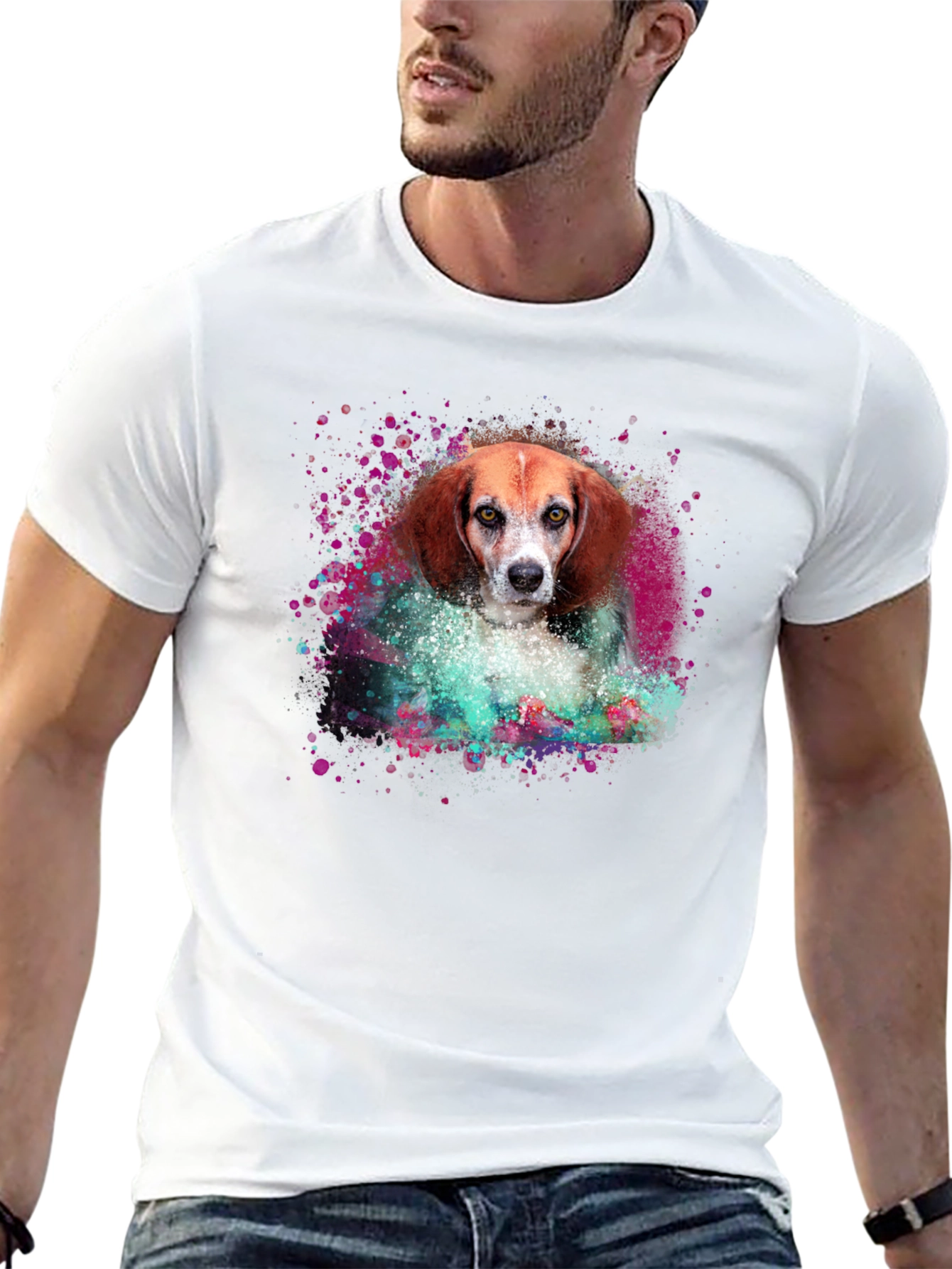 Black Dog Art T-Shirt - Beagle Portrait Tee view 13