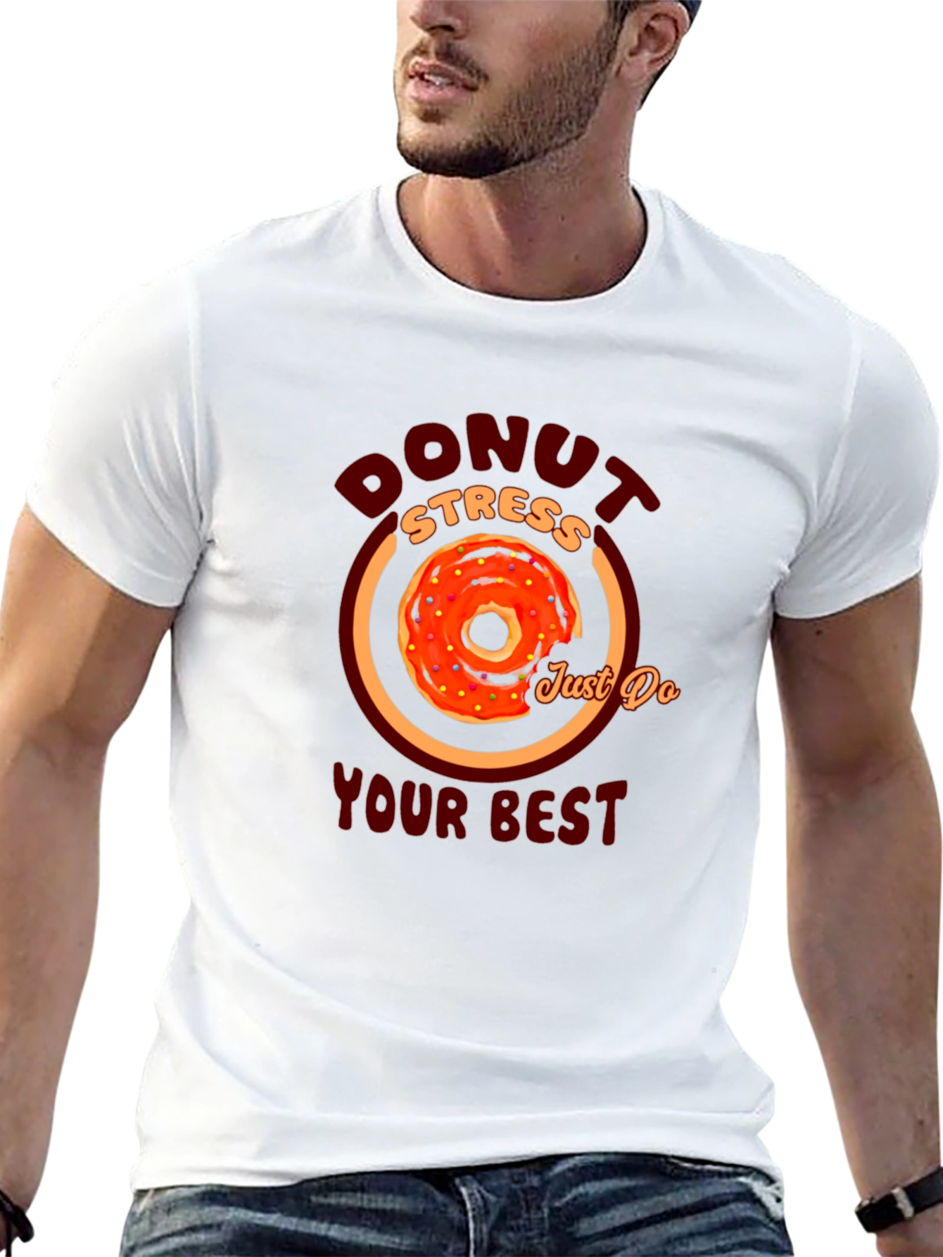Black Donut Stress Graphic T-Shirt - Motivational Tee view 13