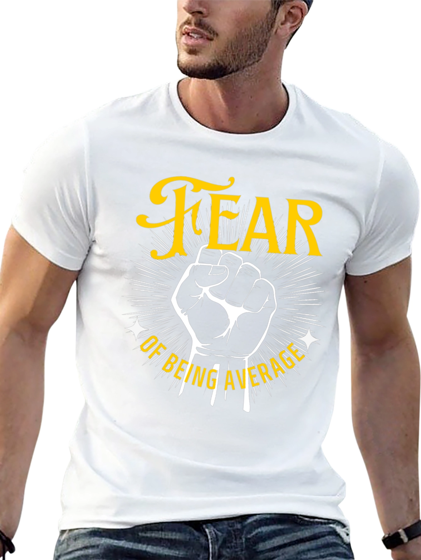 Black Fear of Being Average Graphic Tee - Motivational T-Shirt view 13
