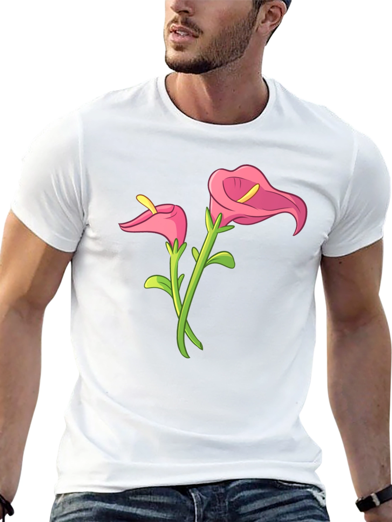 Black Floral Graphic Tee - Calla Lily Design view 13