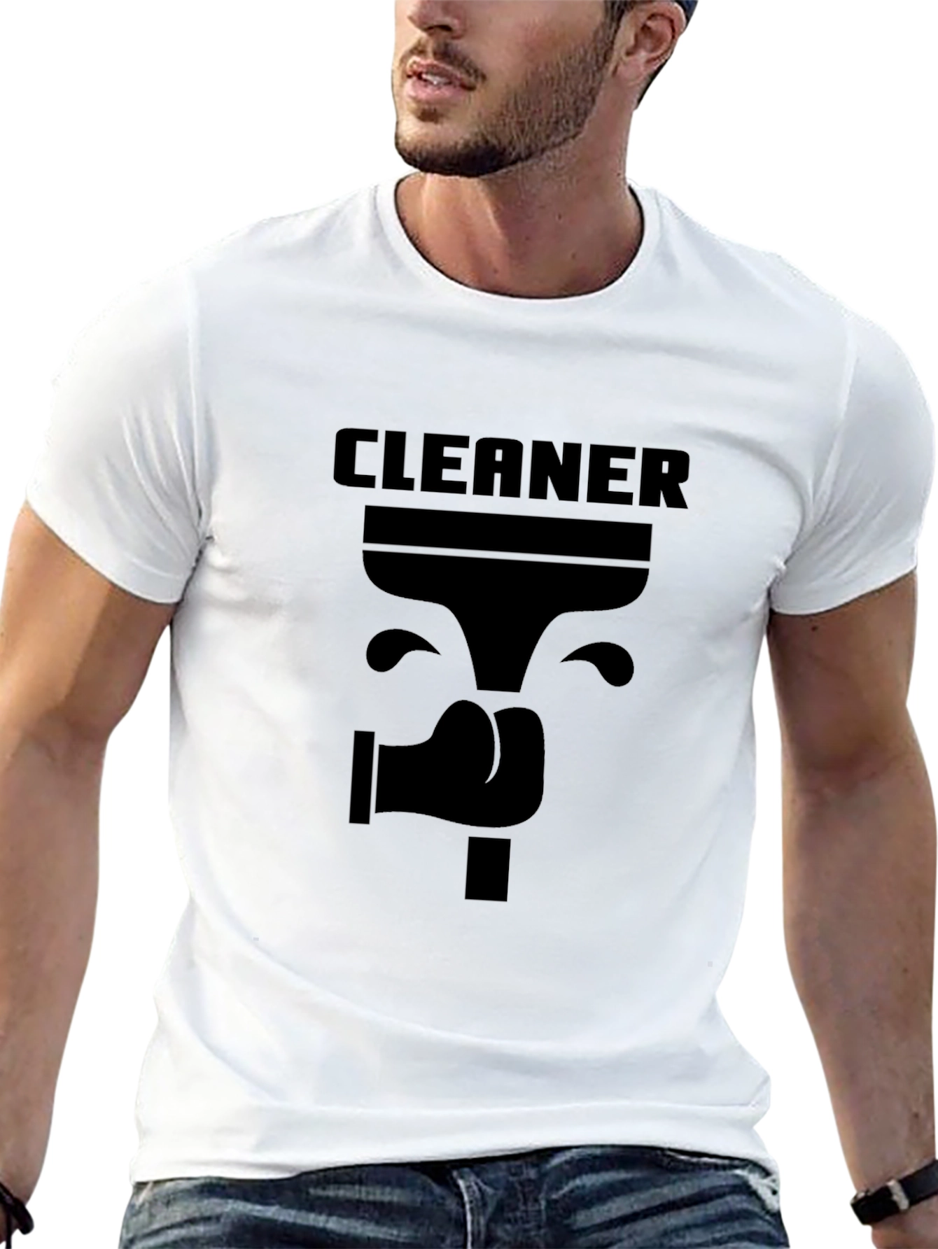 Black Cleaner Graphic T-Shirt - Novelty Design view 13