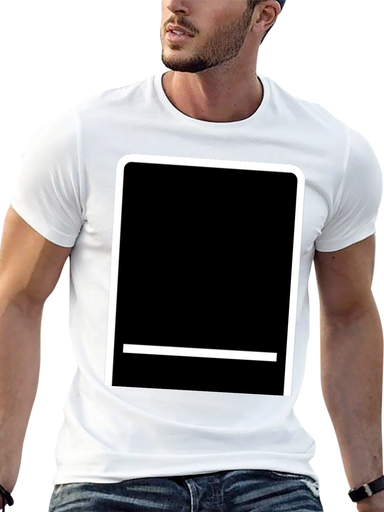 Black Modern Black T-Shirt with White Graphic Design view 13