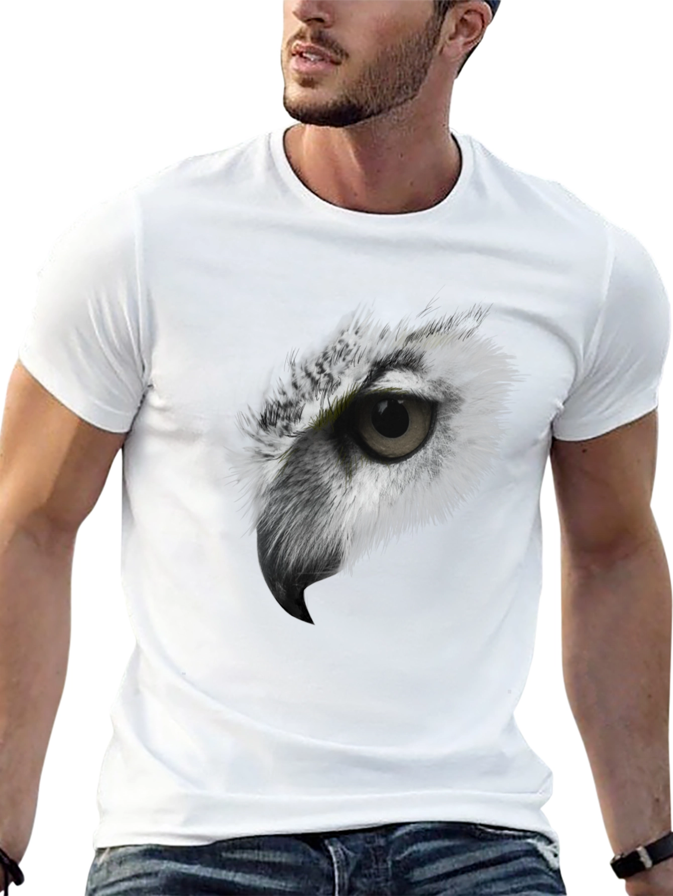 Black Owl Eye Graphic Black T-Shirt - Men's Short Sleeve Tee view 13