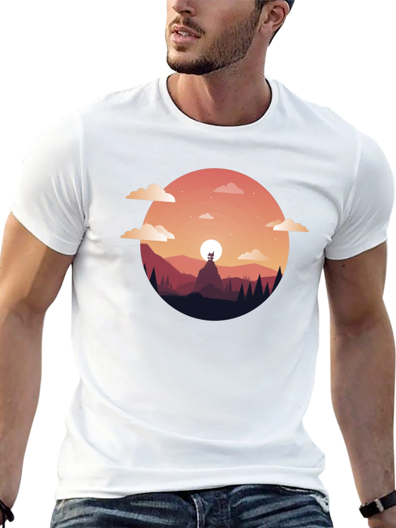 Black Sunset Mountain Graphic Tee - Black T-Shirt view 13