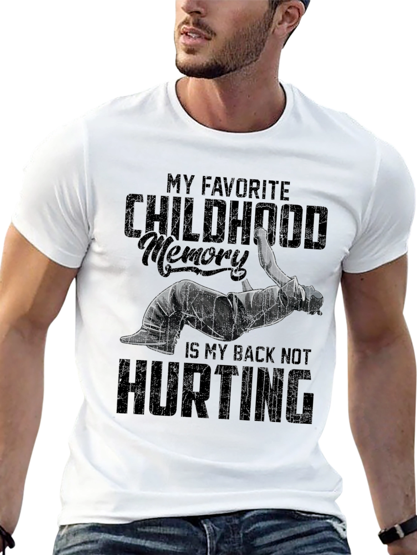 Black Funny Back Pain T-Shirt - Childhood Memory view 13