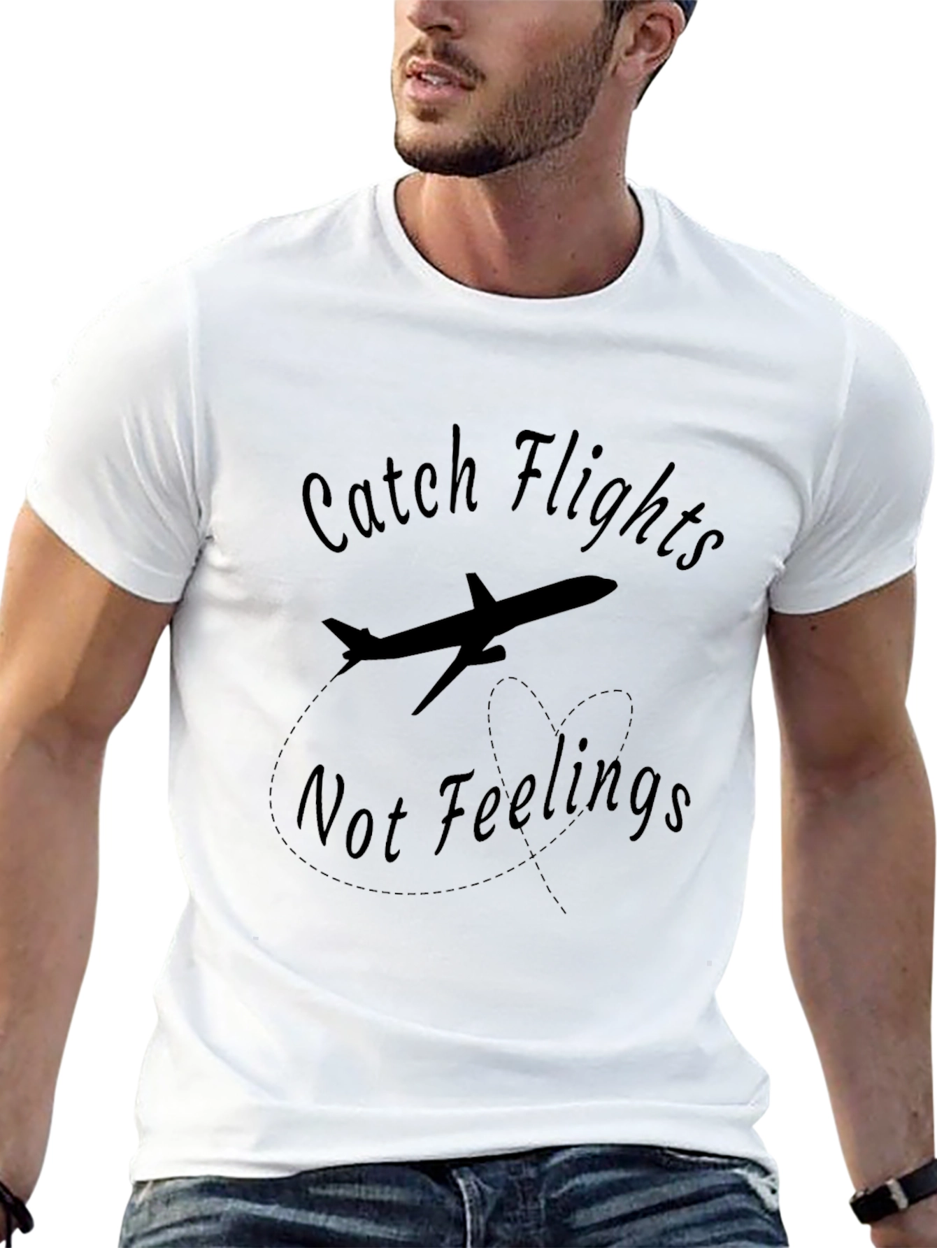 Black Catch Flights Not Feelings Black Tee view 13