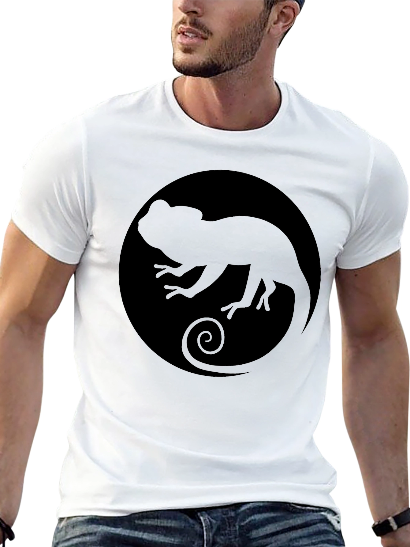 Black Chameleon Circle Graphic Tee - Black view 13