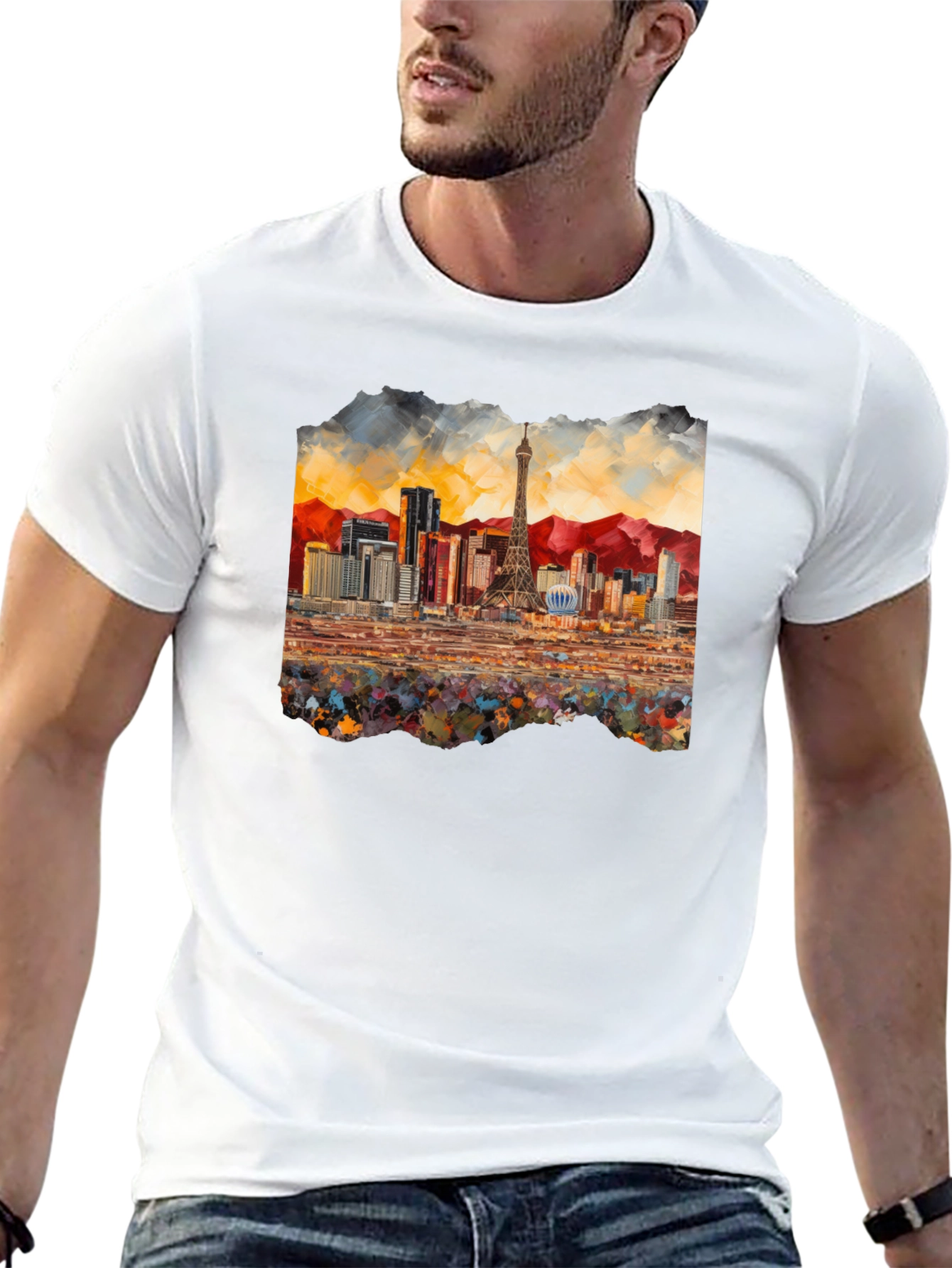 Black Las Vegas Skyline Black T-Shirt view 13