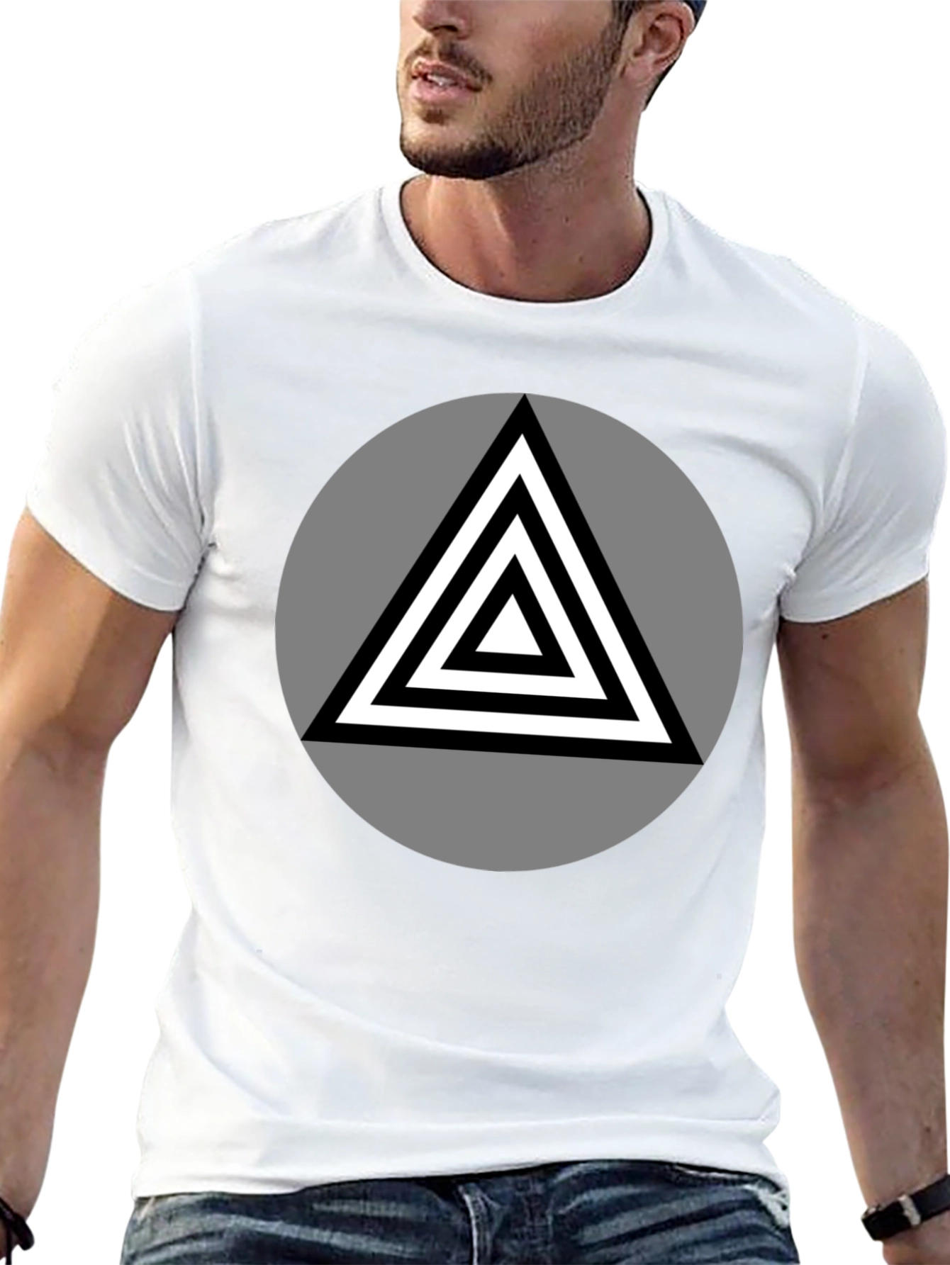 Black Geometric Triangle Graphic T-Shirt view 13