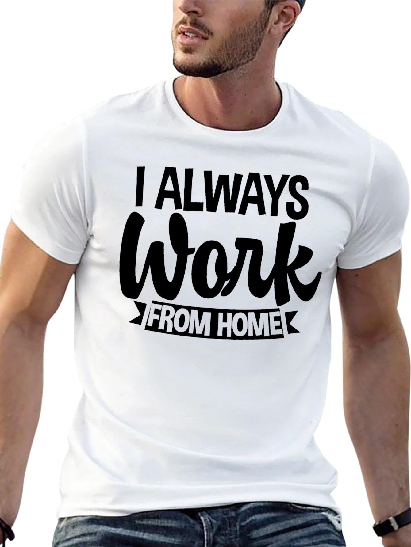 Black I Always Work From Home T-Shirt view 13
