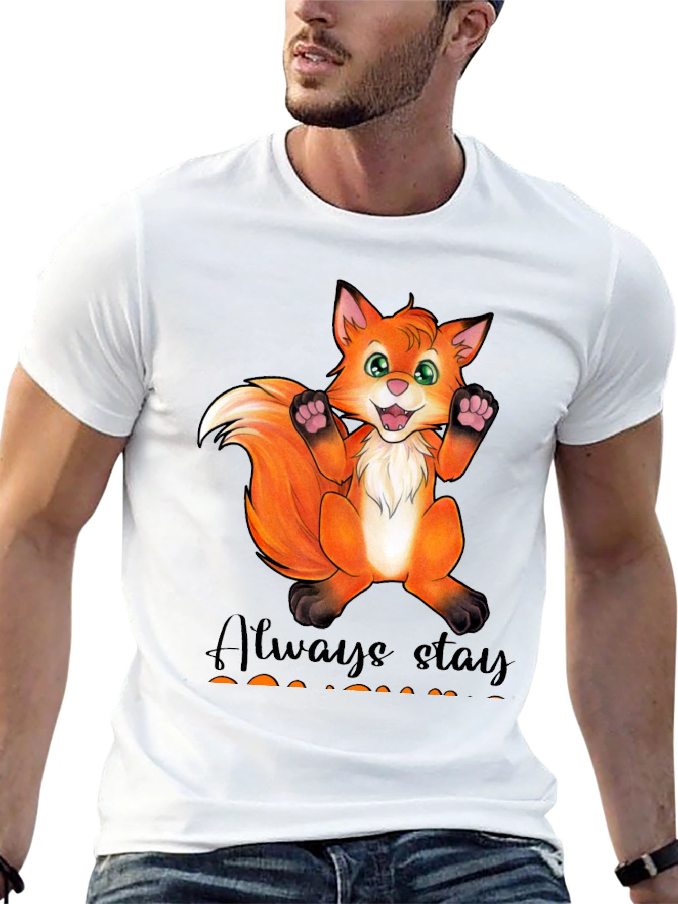 Black Cute Fox Graphic T-Shirt - Always Stay Humble view 13