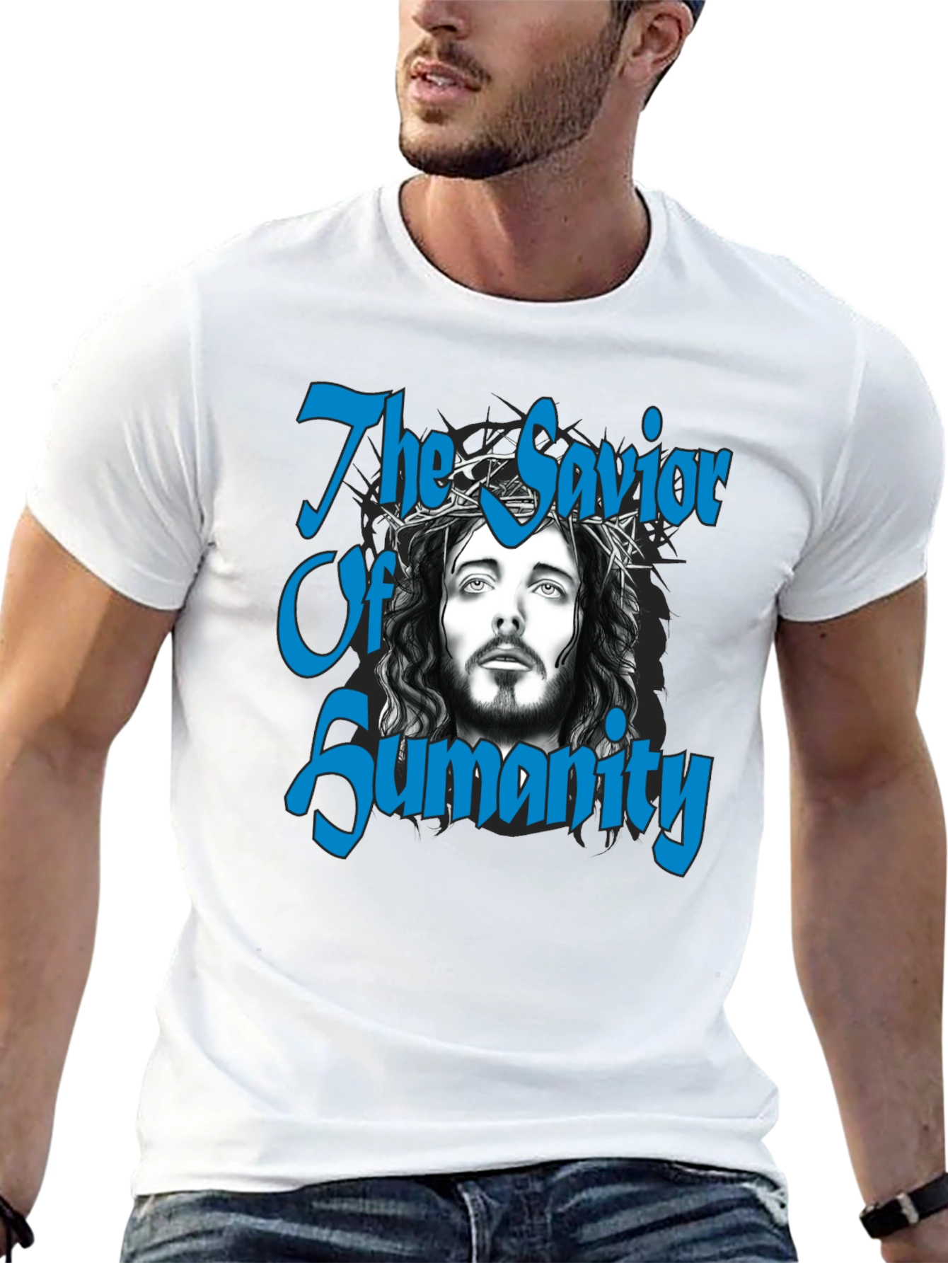 Savior of Humanity Black Graphic T-Shirt - 13