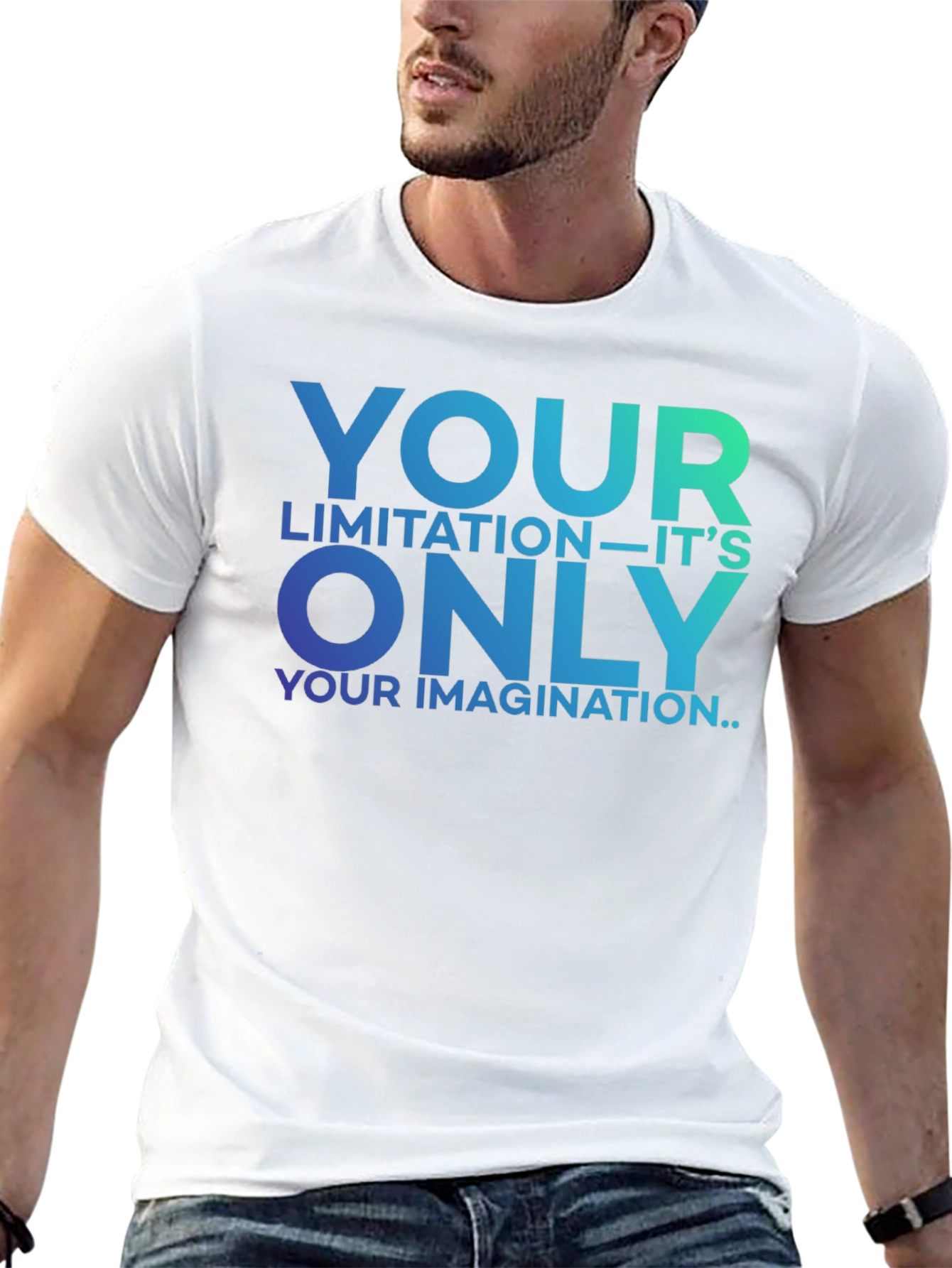 Black Inspirational Graphic Tee - Your Only Limitation T-Shirt view 13