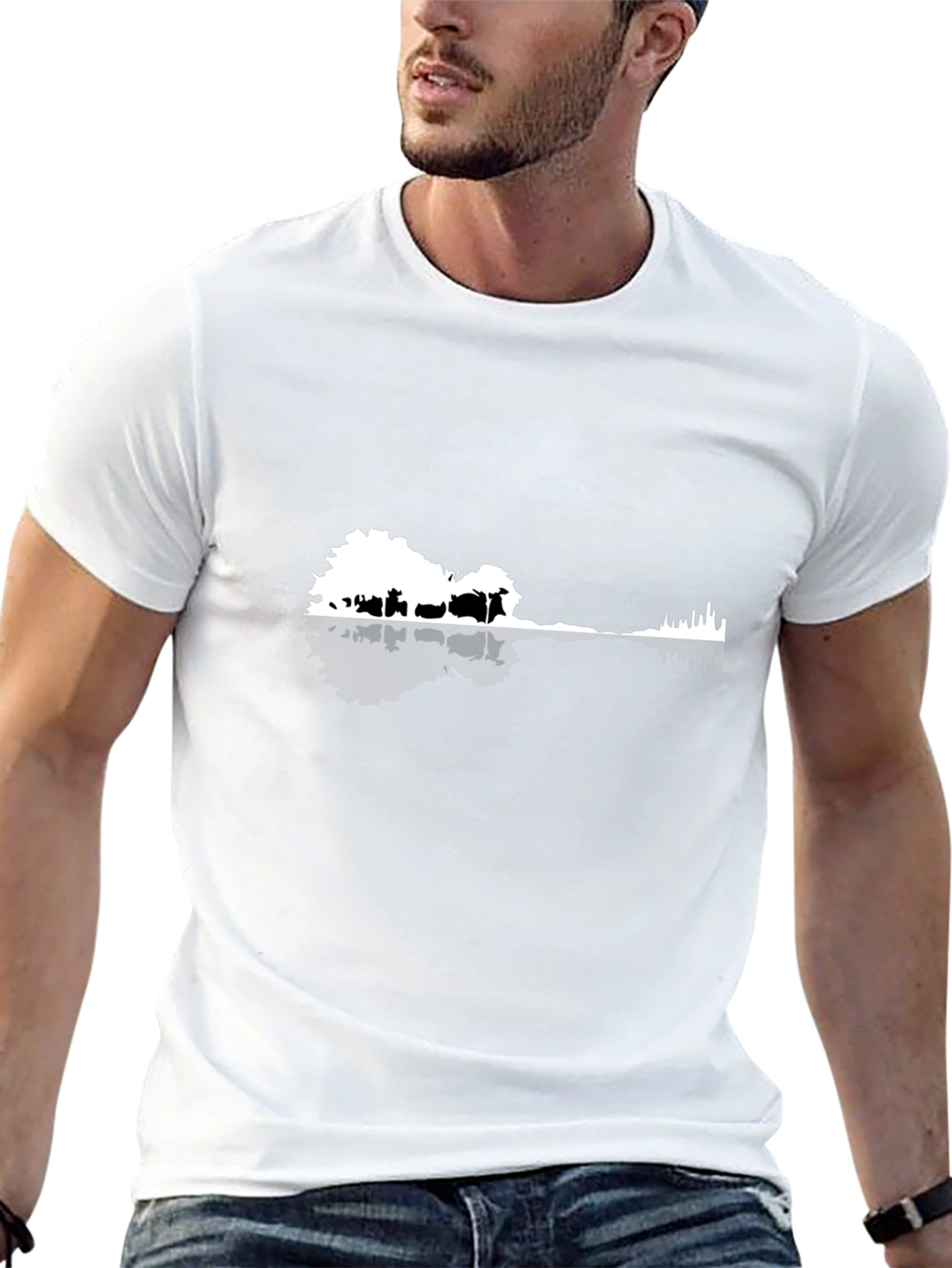 Black Guitar Landscape Graphic Tee - Stylish Black Shirt view 13
