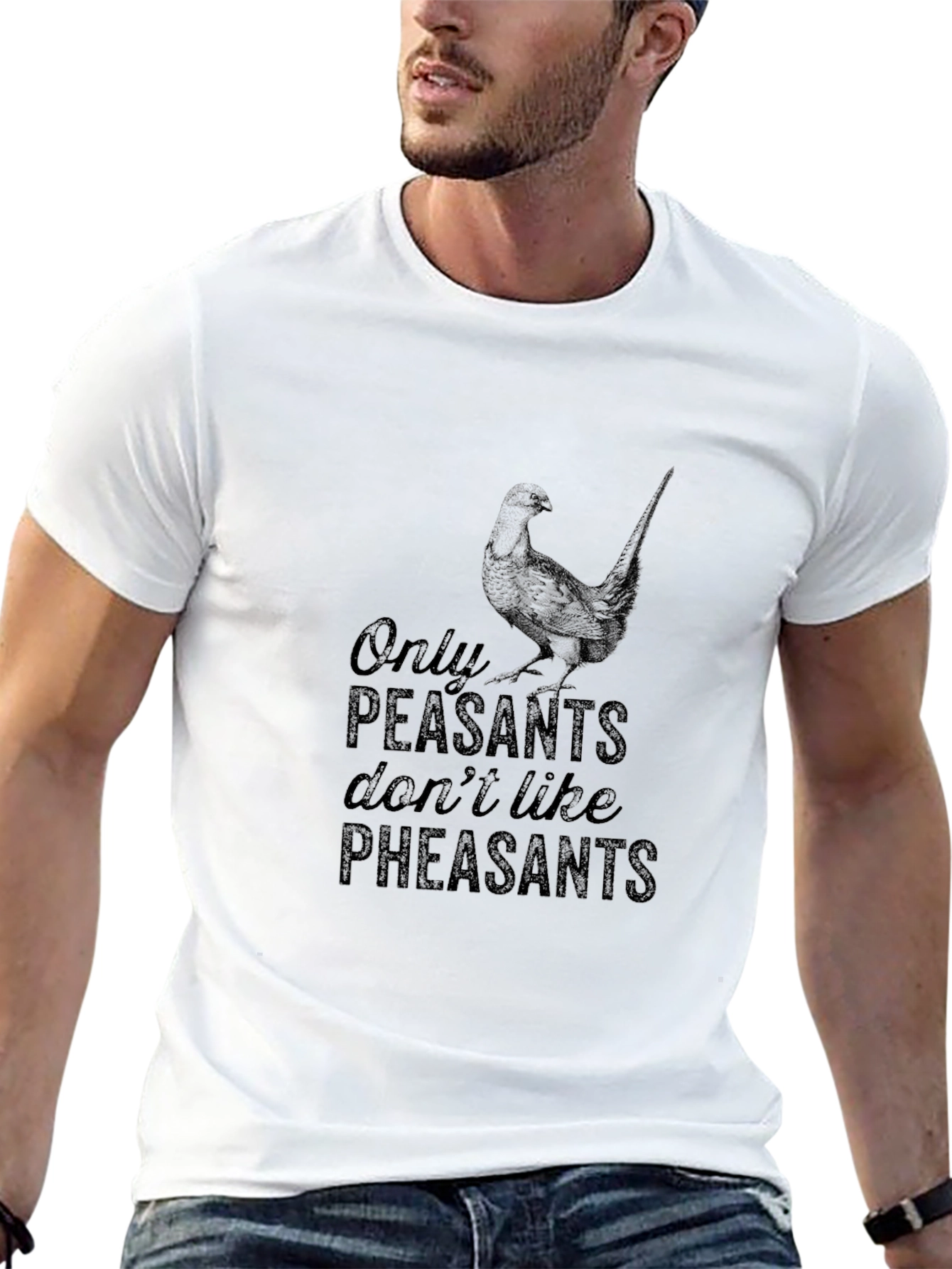 Black Only Peasants Don't Like Pheasants T-Shirt view 13