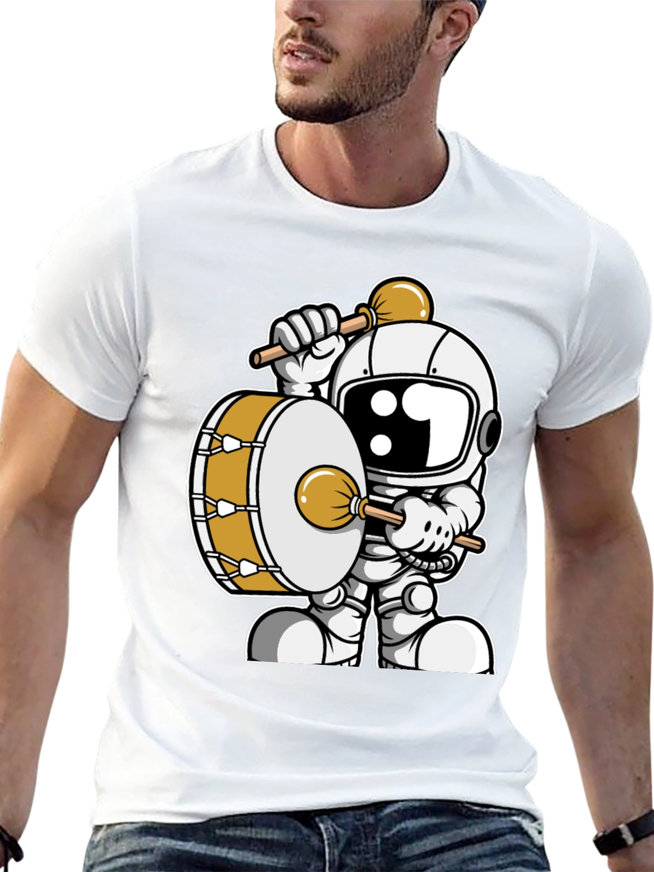 Black Astronaut Drummer T-Shirt - Space Musician Tee view 13